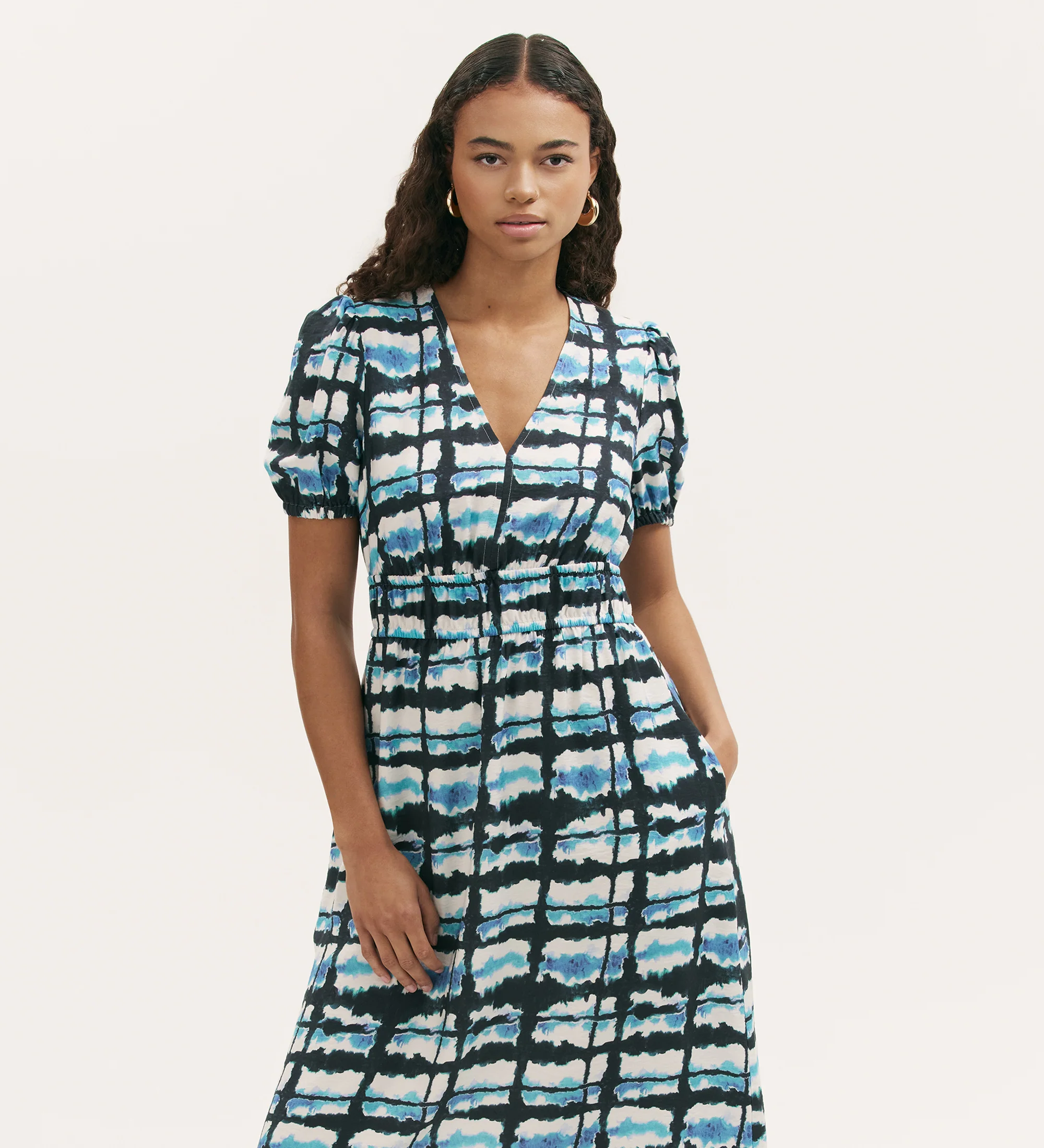 Katerina Blue Tie Dye Midi Smock Dress - Image 3