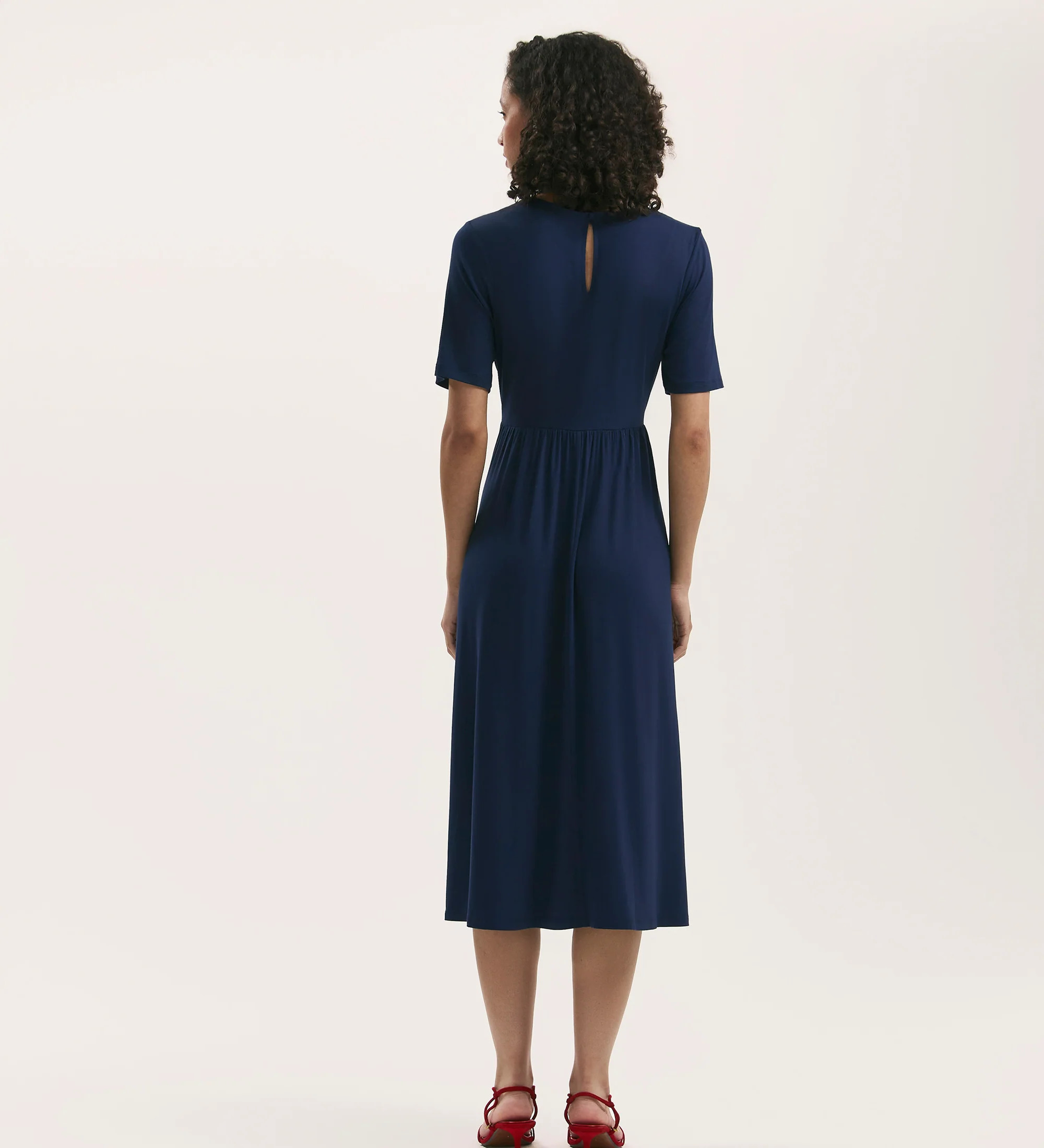 Kathryn Navy Jersey Midi T-Shirt Dress - Image 4
