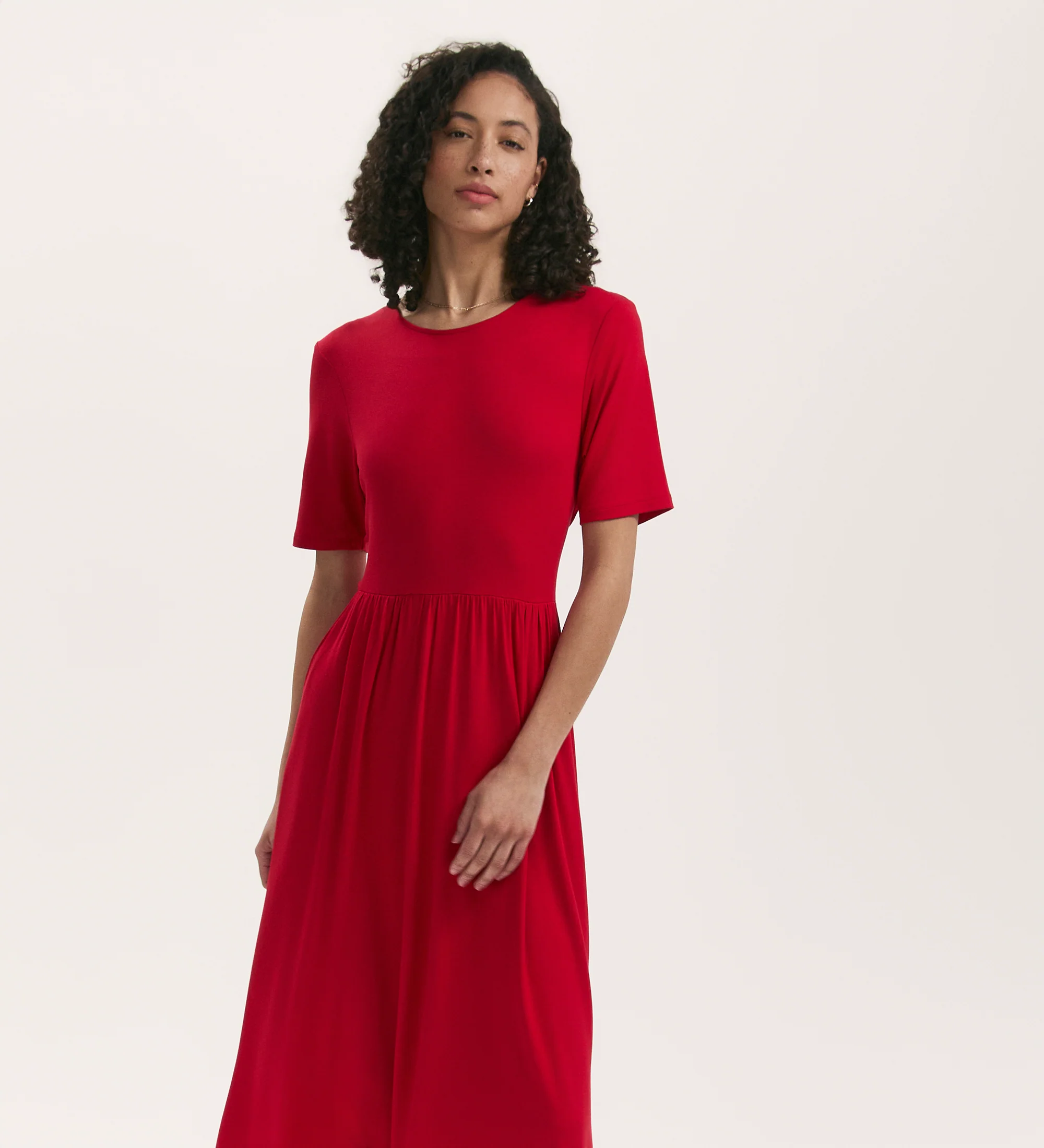 Kathryn Red Jersey Midi T-Shirt Dress - Image 3