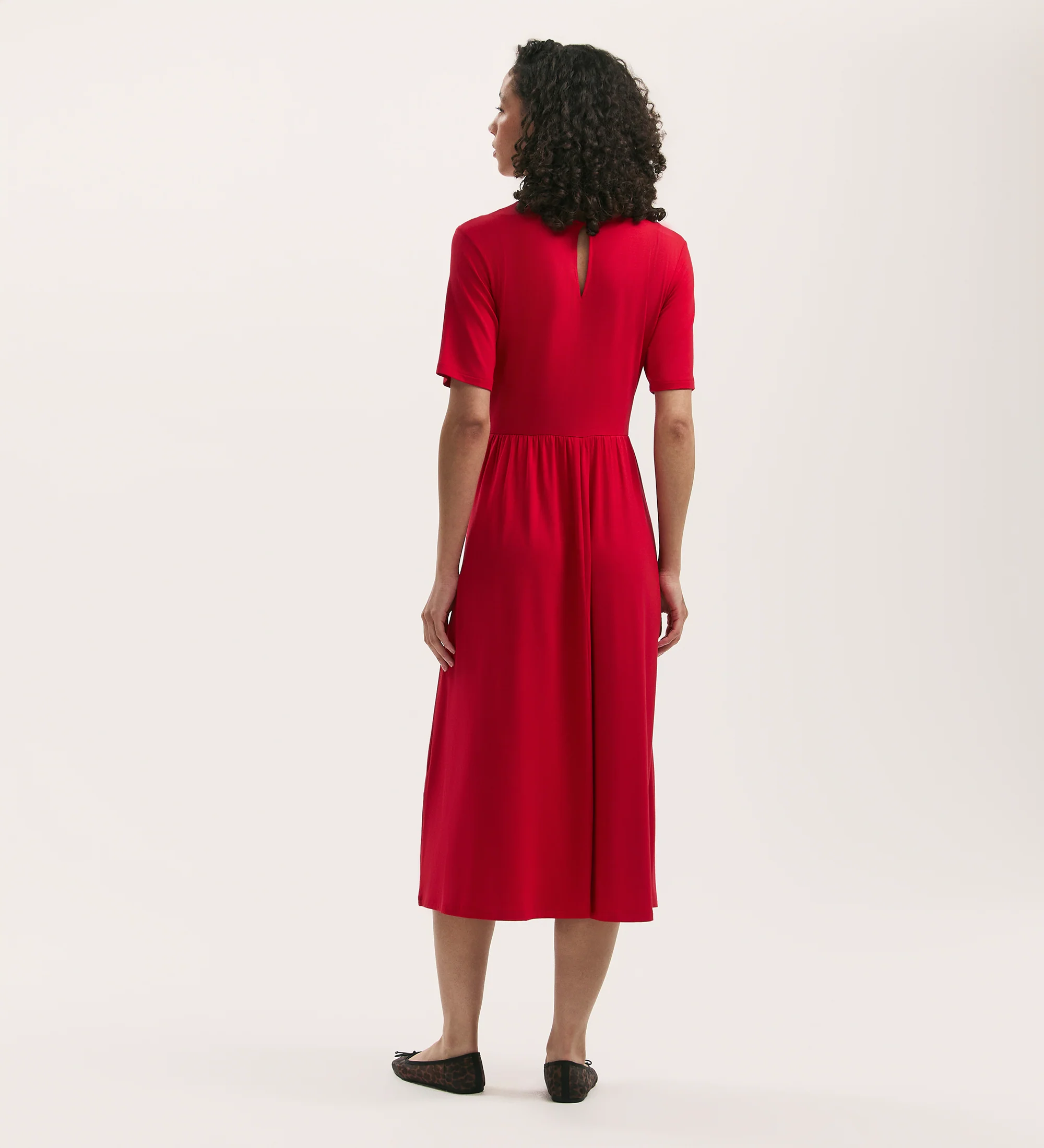 Kathryn Red Jersey Midi T-Shirt Dress - Image 4