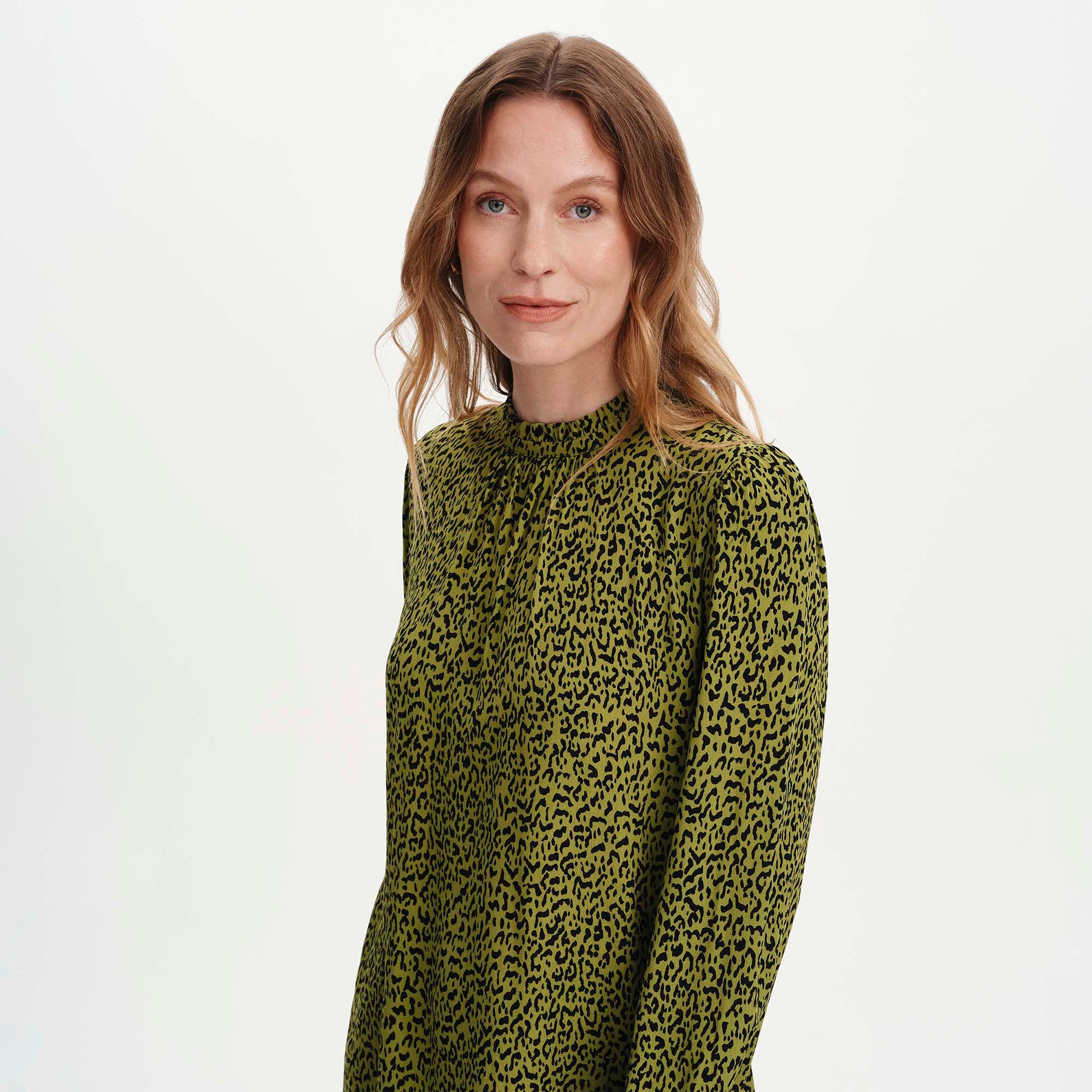 Keira Green Leopard Crepe Top - Image 3
