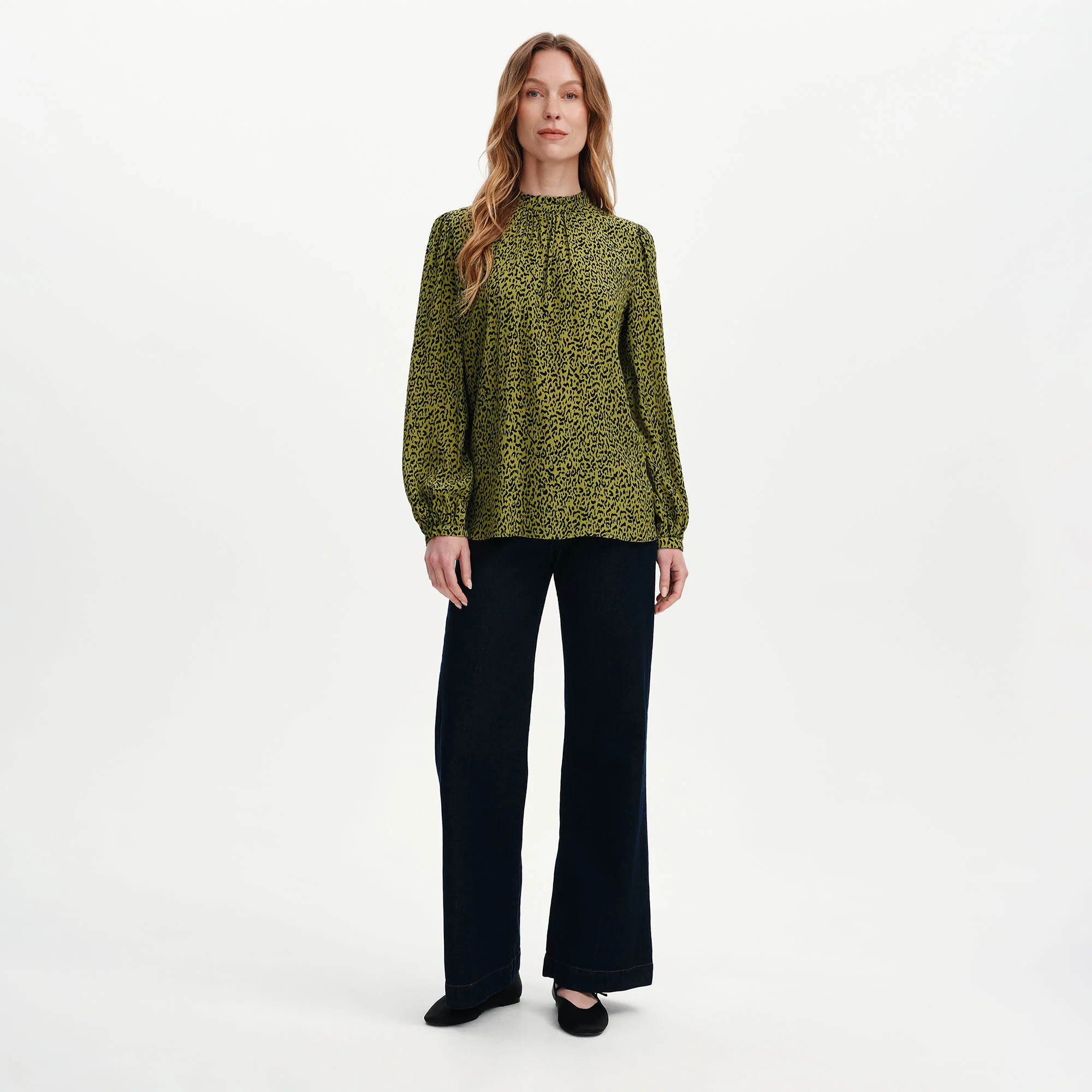 Keira Green Leopard Crepe Top - Image 4