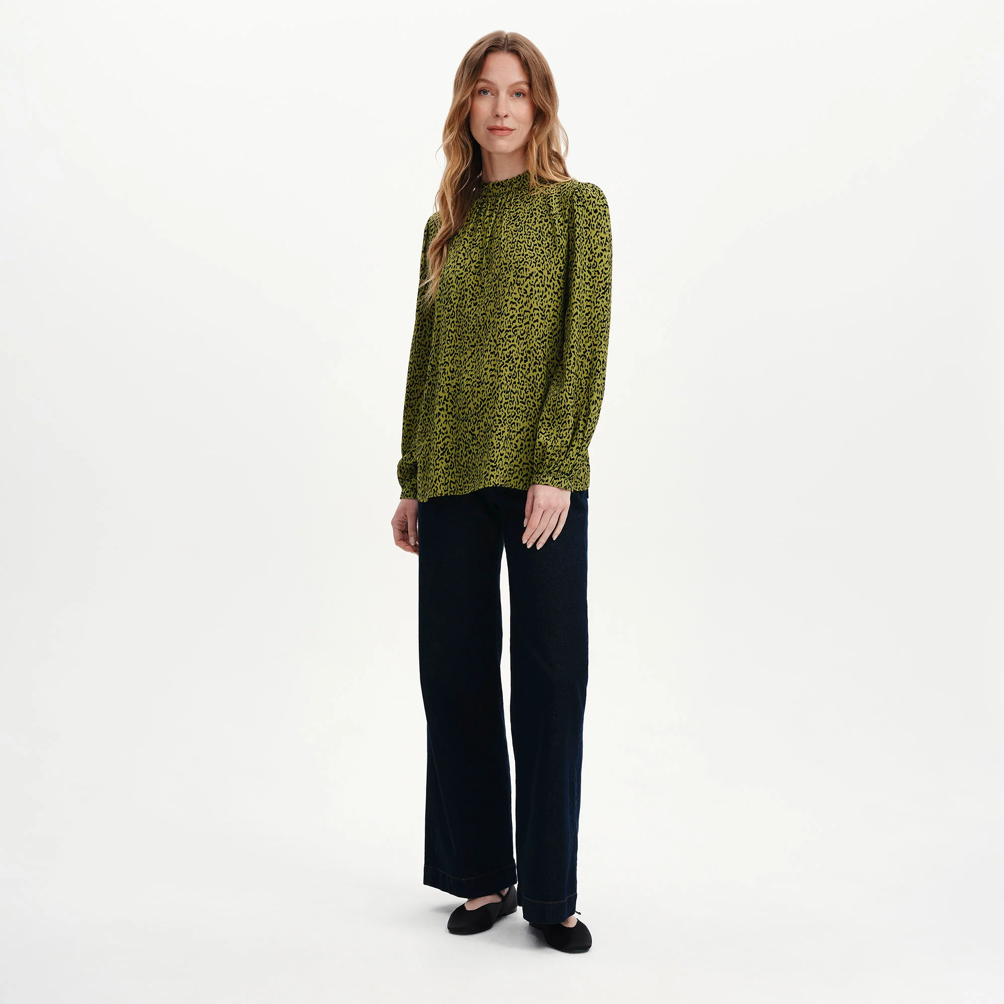 Keira Green Leopard Crepe Top - Image 5