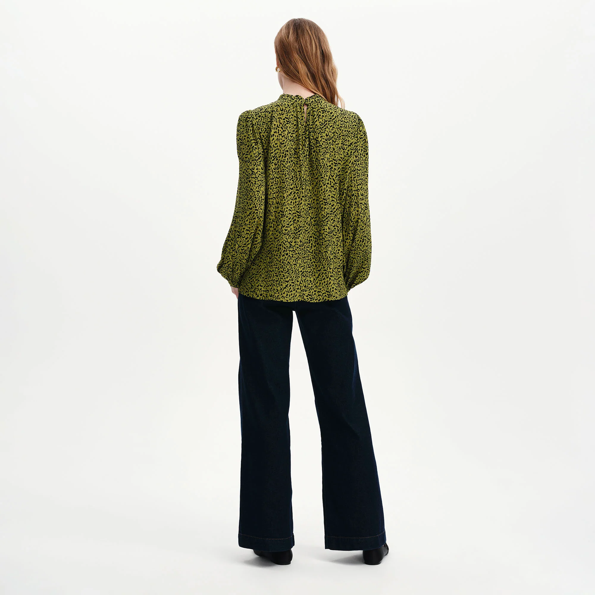 Keira Green Leopard Crepe Top - Image 6