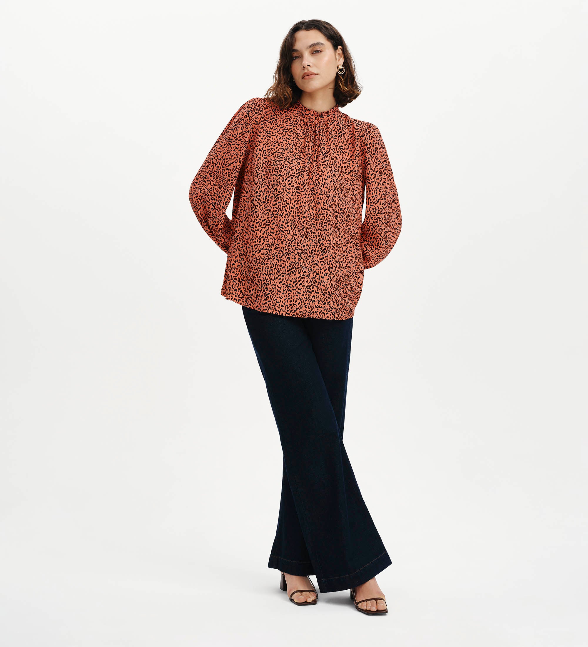 Keira Orange Leopard Crepe Top - Image 4