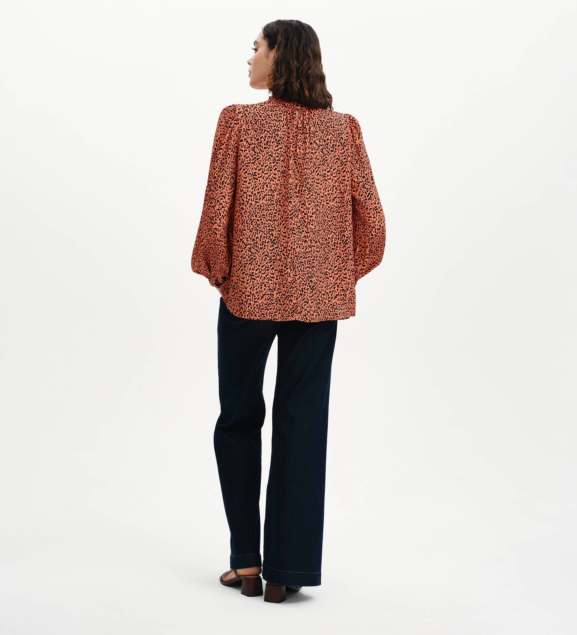 Keira Orange Leopard Crepe Top - Image 6