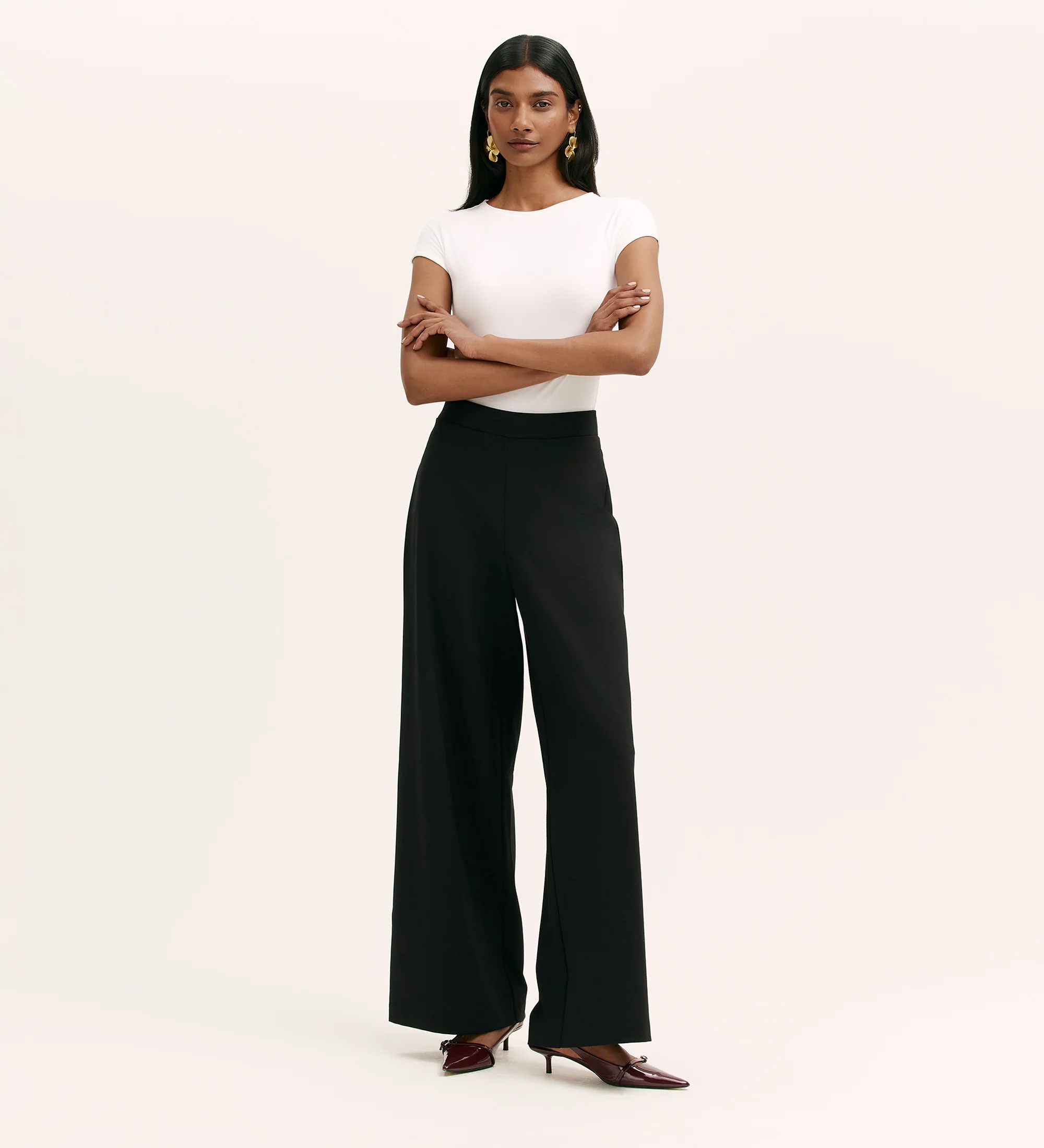 Kenzie Black Ponte Jersey Wide Leg Trousers - Image 4