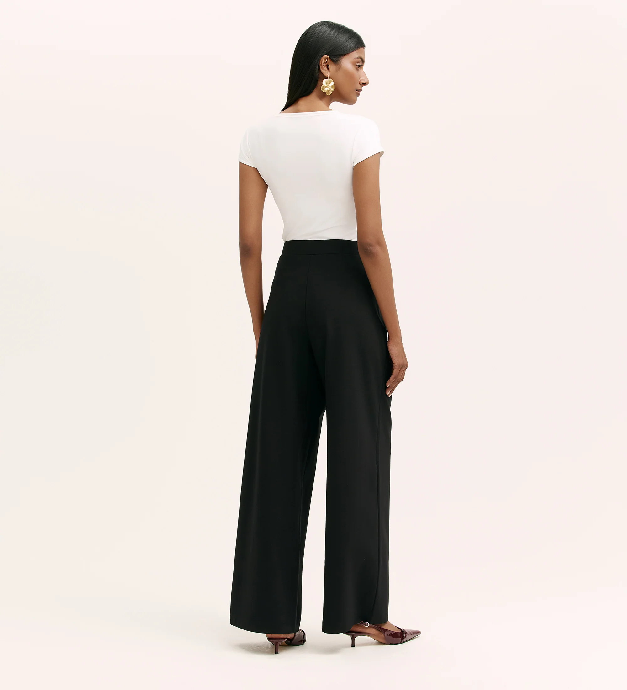 Kenzie Black Ponte Jersey Wide Leg Trousers - Image 5