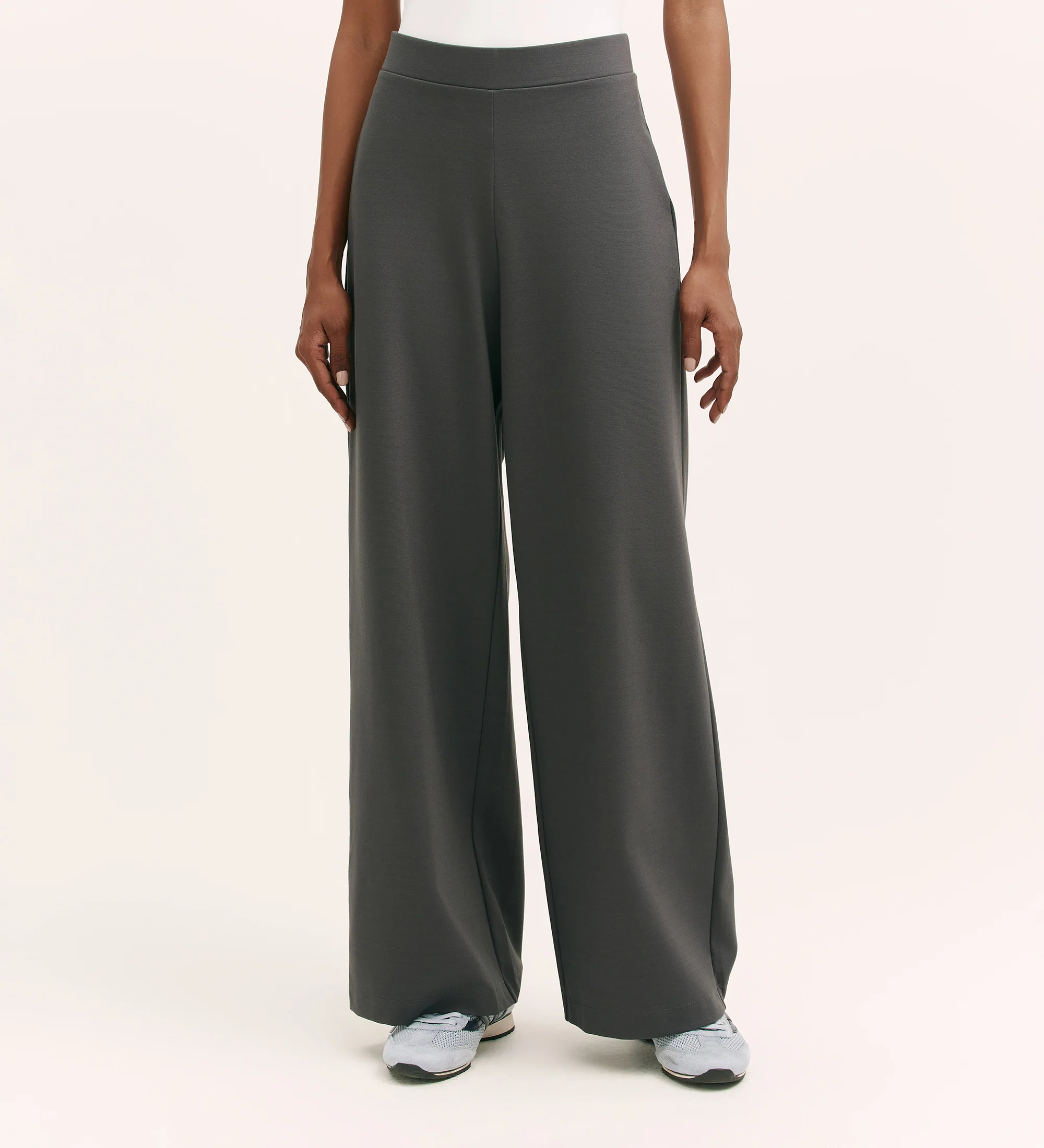 Kenzie Charcoal Ponte Jersey Wide Leg Trousers - Image 2