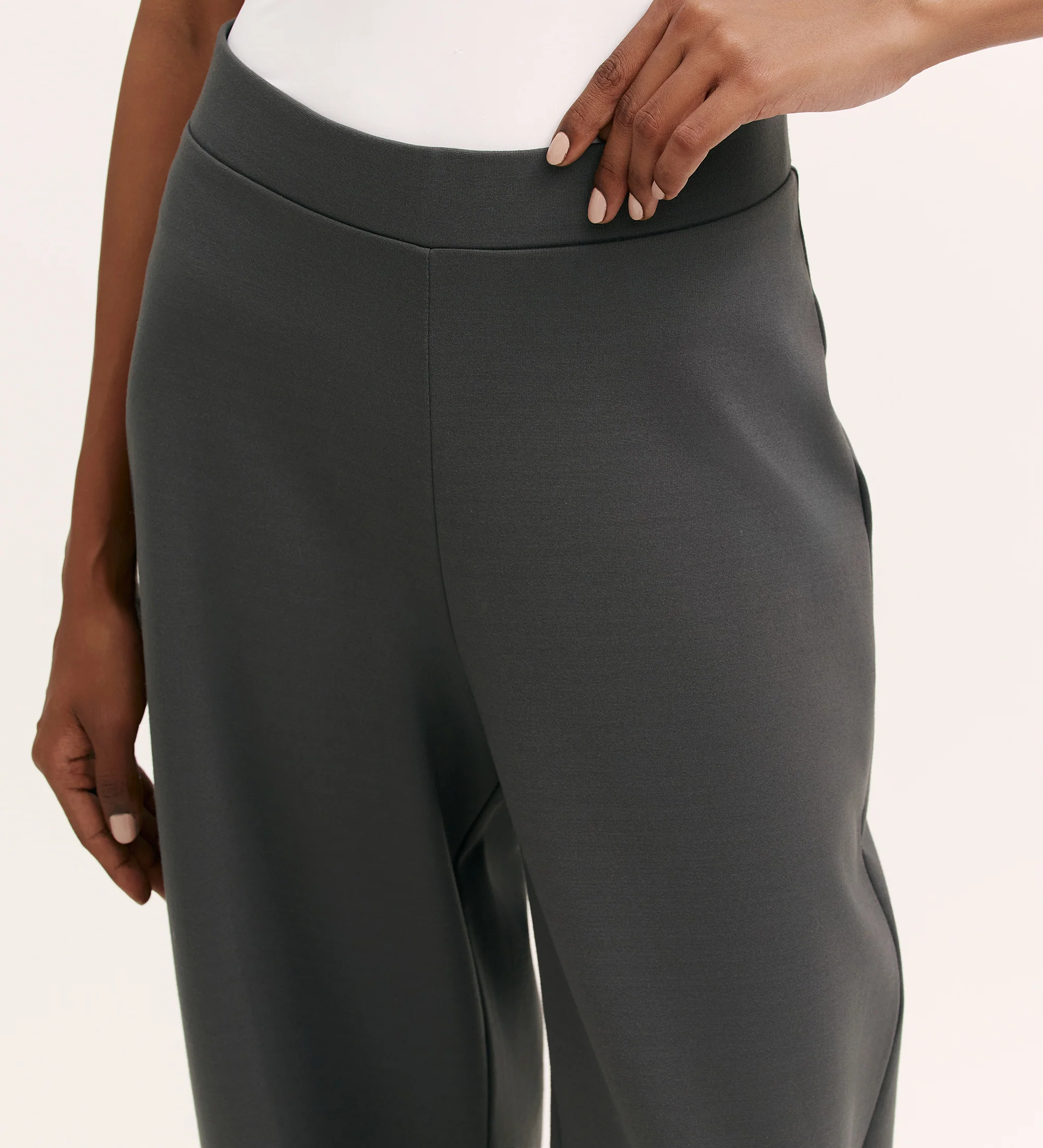 Kenzie Charcoal Ponte Jersey Wide Leg Trousers - Image 3