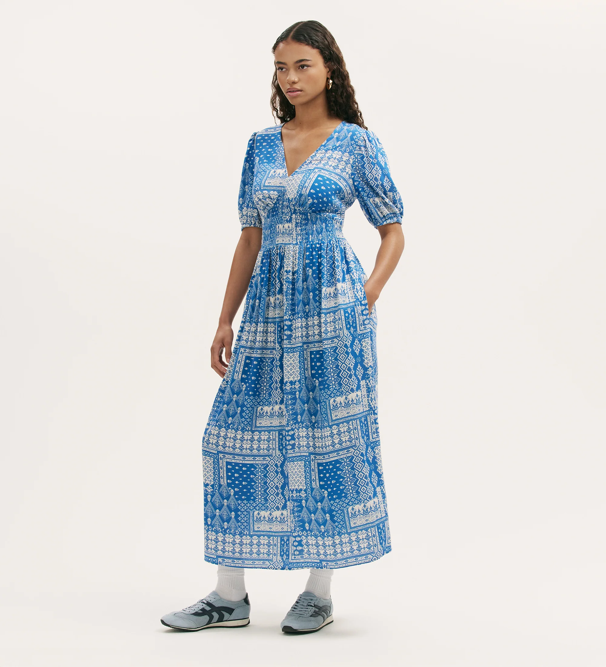 Kiara Blue Aztec Midi Dress - Image 3
