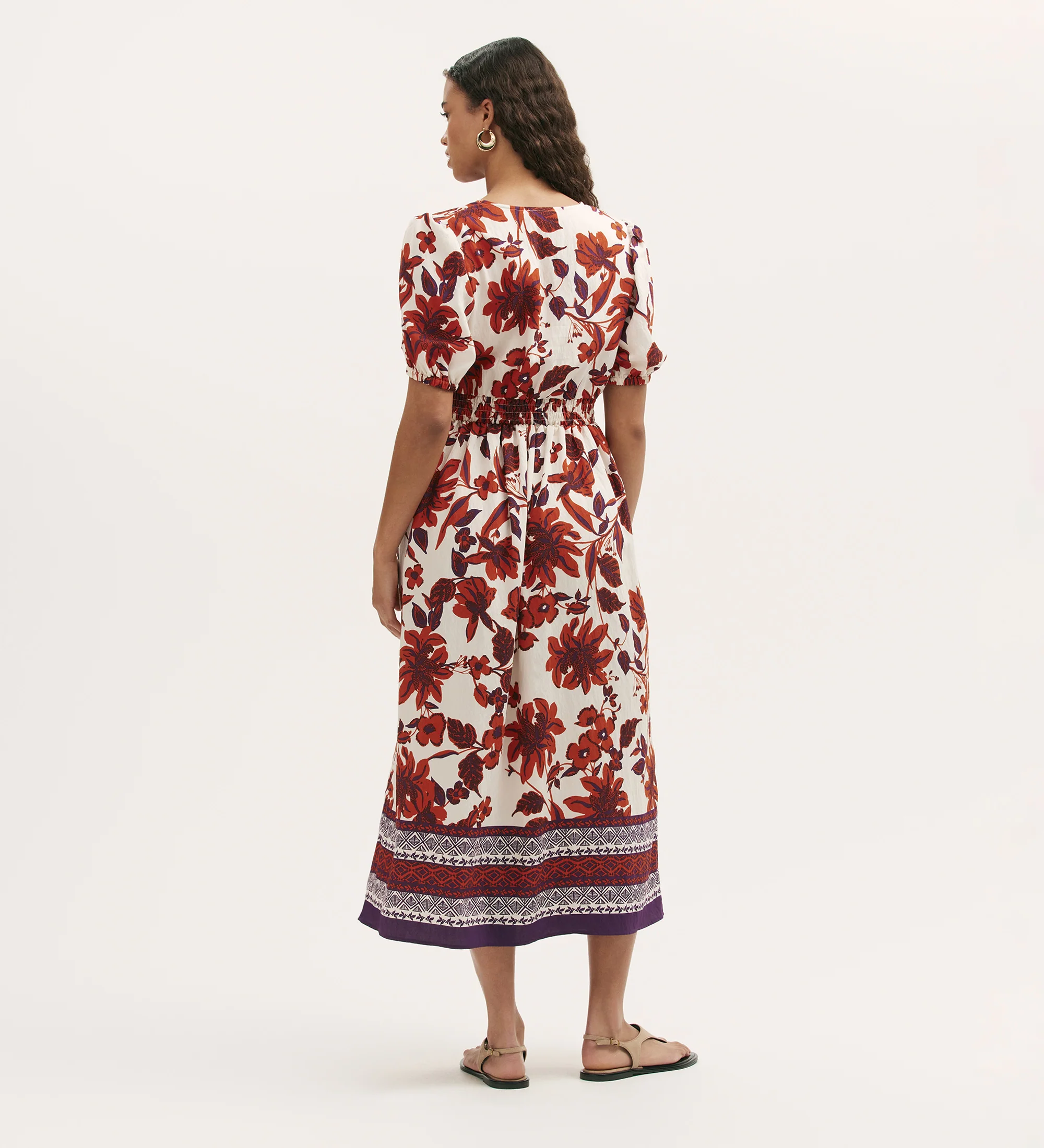 Kiara Cream Floral Midi Dress - Image 4