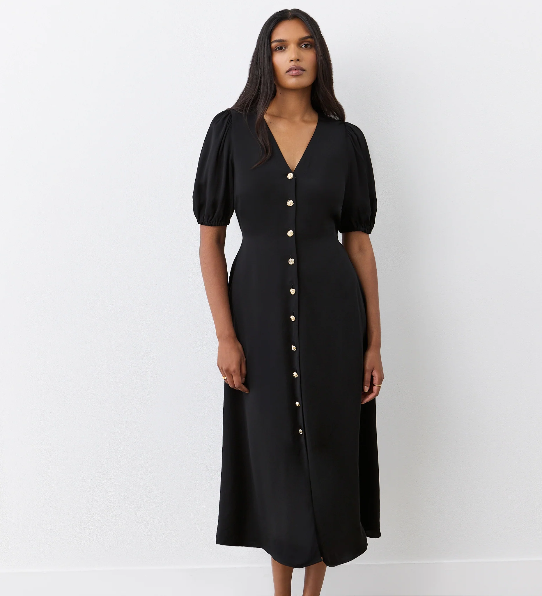 Kimberley Black Crepe Midi Dress - Image 2