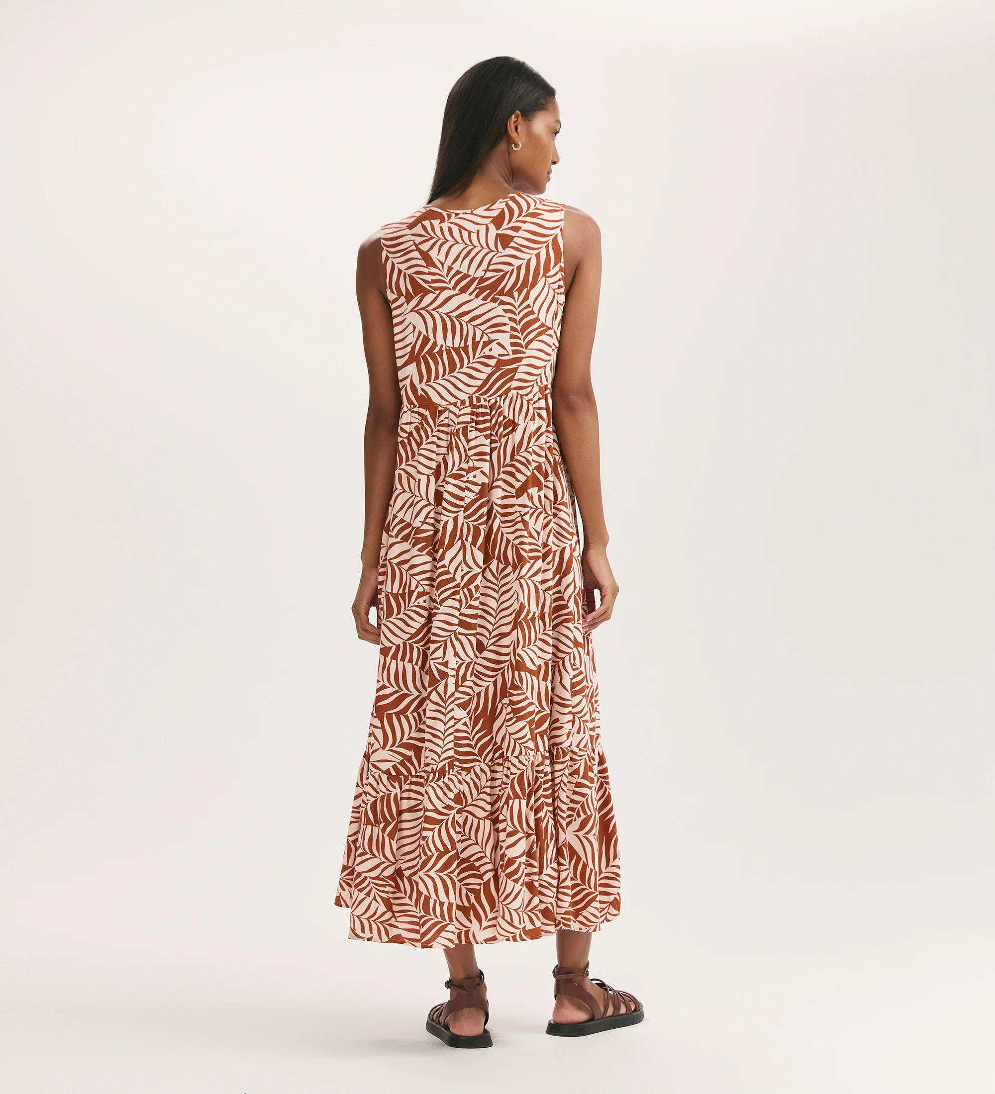 Larissa Tan Leaf Tie Front Midi Dress - Image 4