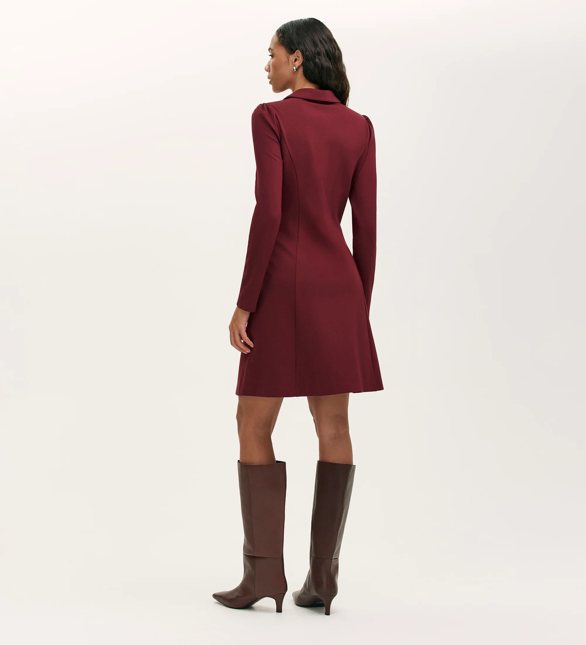 Lea Burgundy Ponte Jersey Short Dress - Image 4