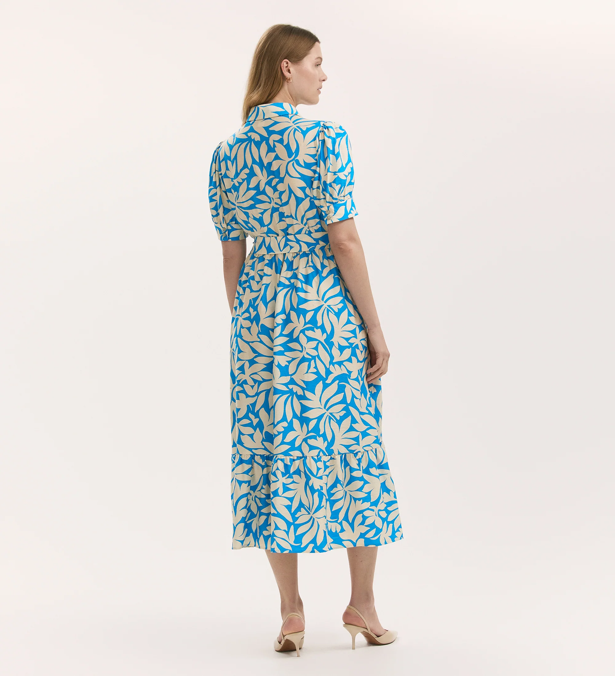 Liana Blue Leaf Midi Tiered Dress - Image 4