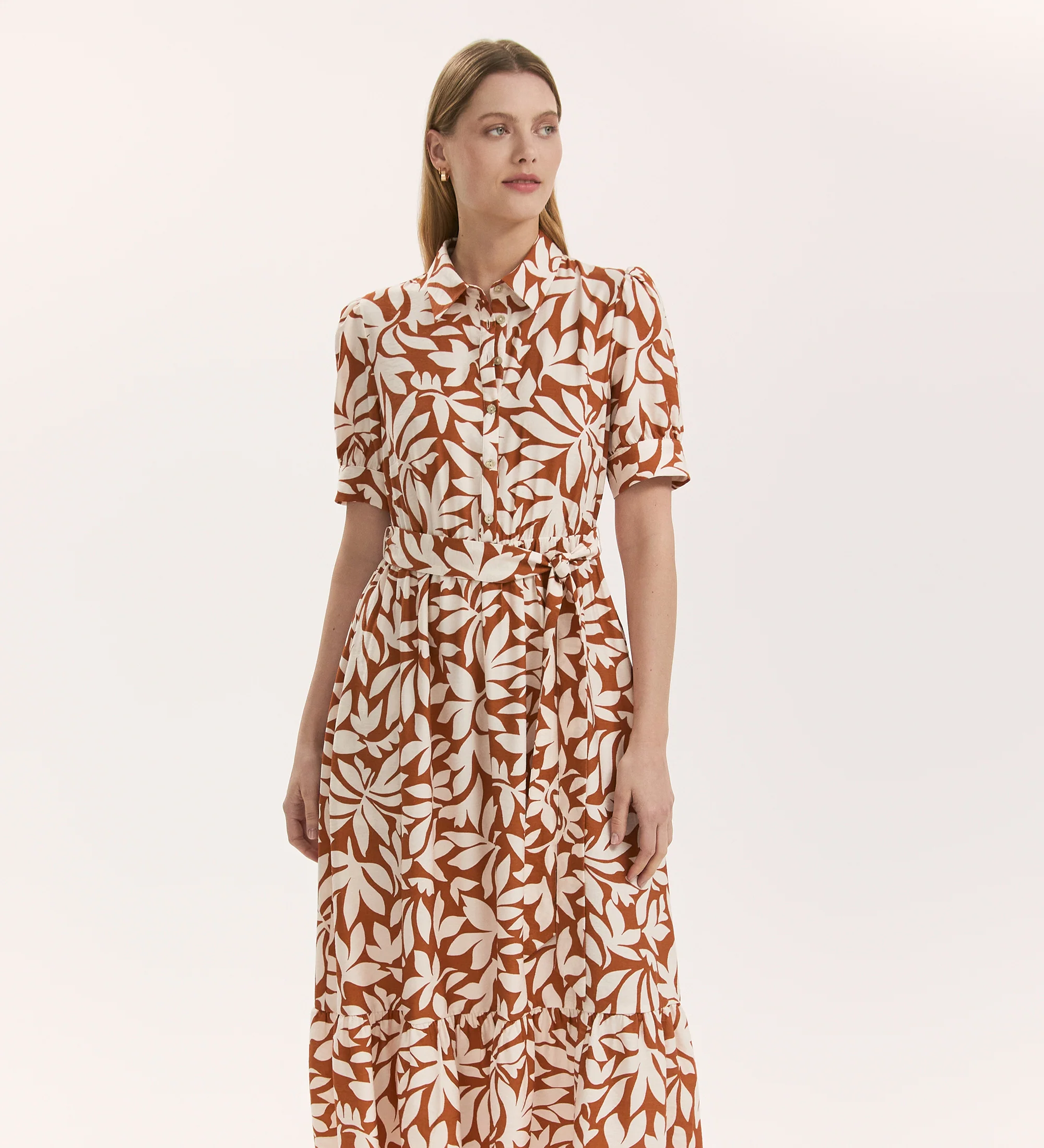 Liana Tan Leaf Midi Tiered Dress - Image 2