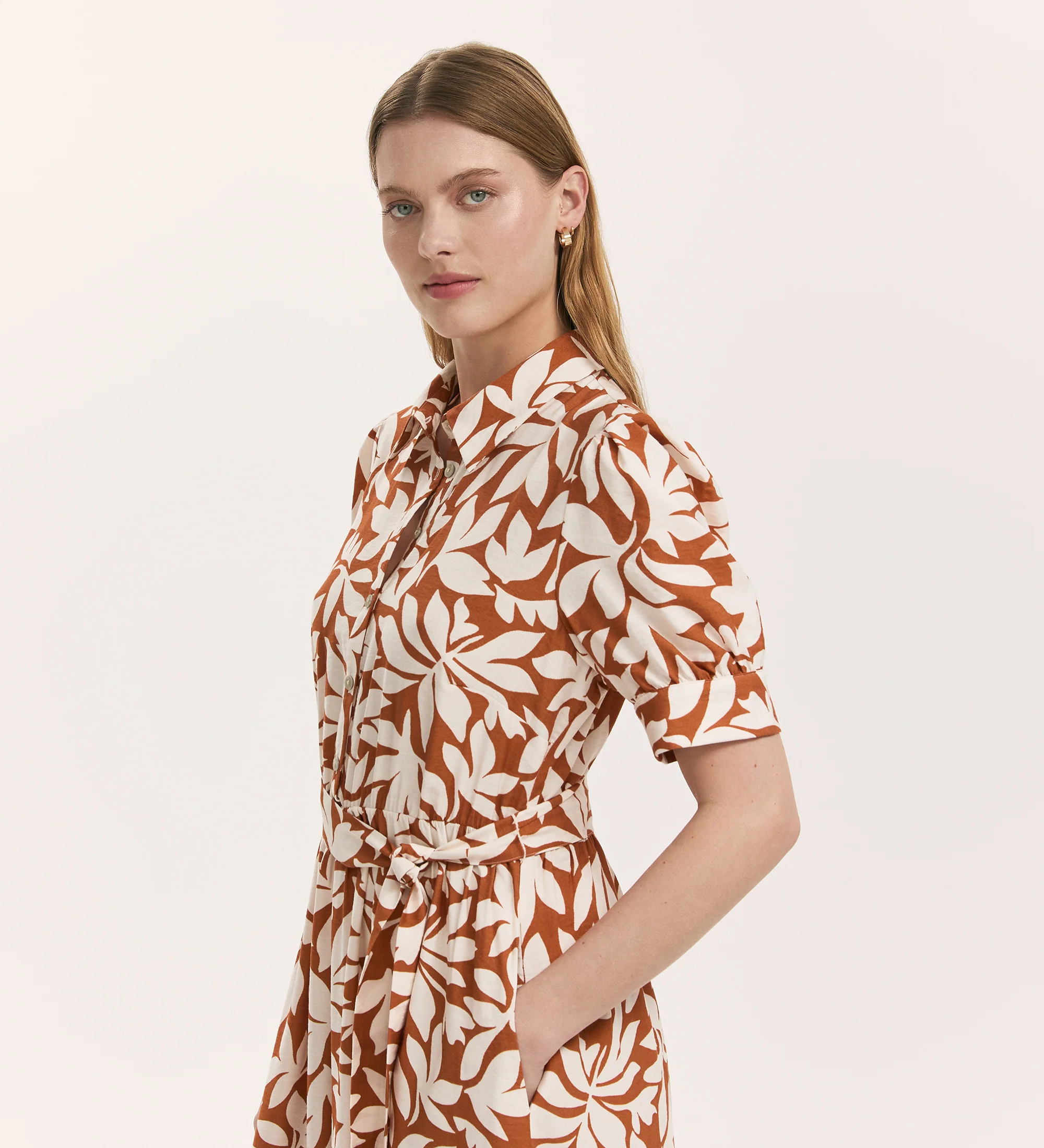 Liana Tan Leaf Midi Tiered Dress - Image 3
