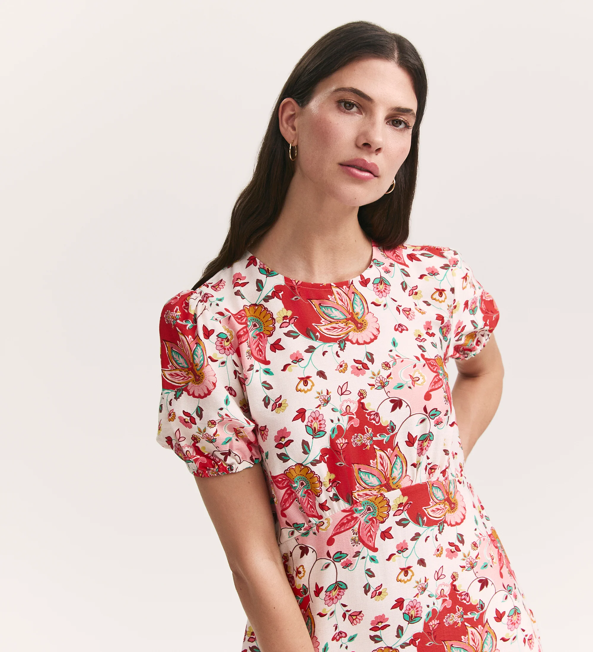 Lili Coral Floral Midi Tea Dress - Image 3