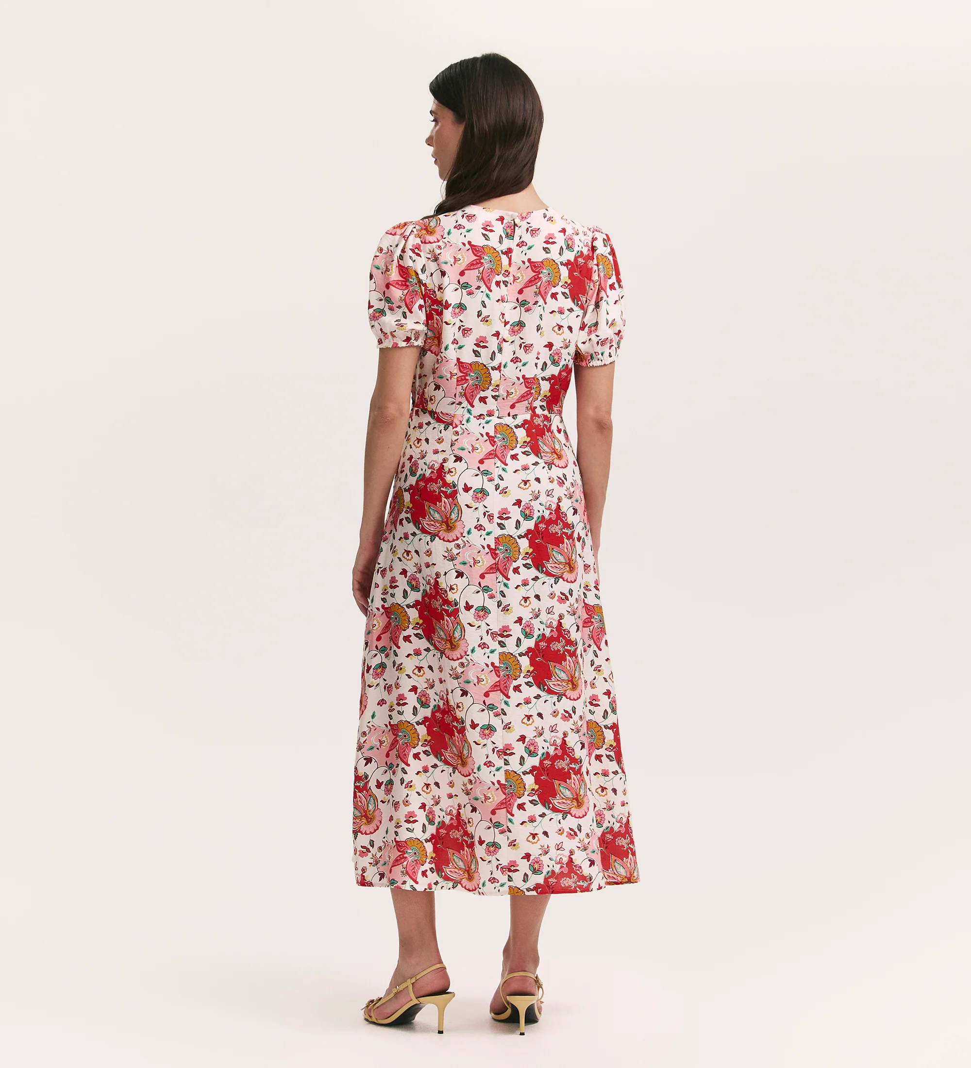 Lili Coral Floral Midi Tea Dress - Image 5