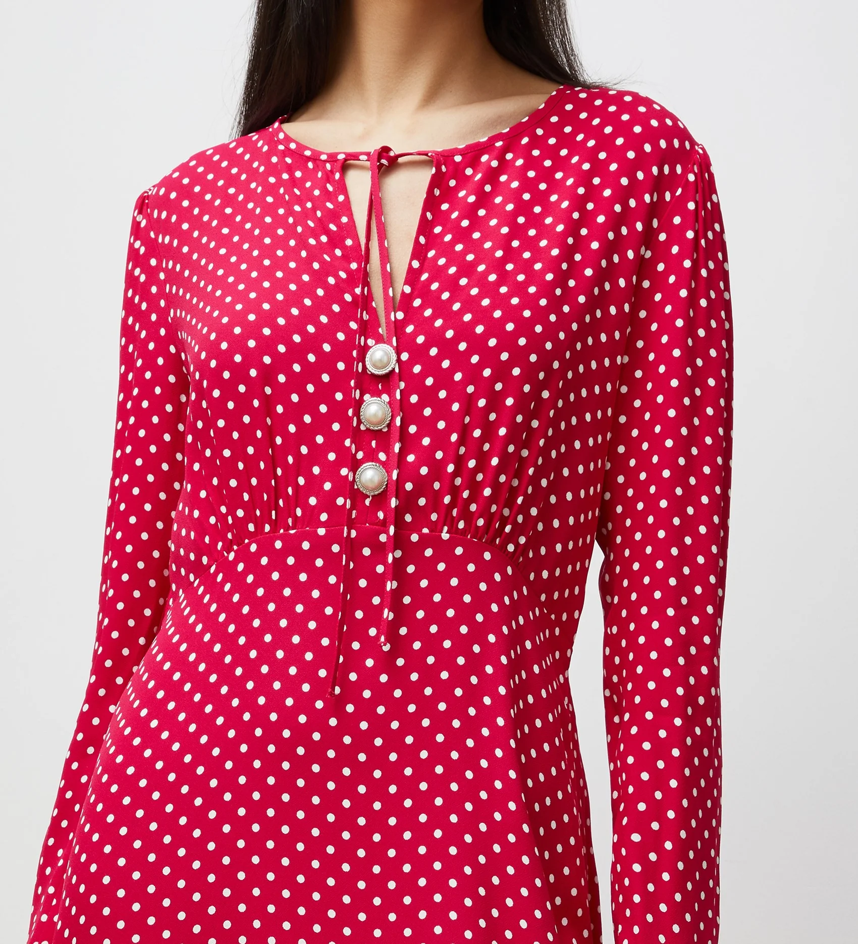 Lina Magenta Polka Dot Midi Dress - Image 3
