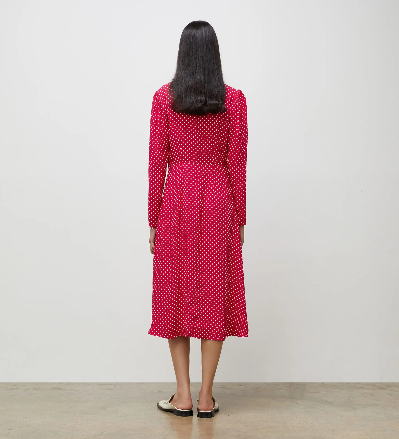 Lina Magenta Polka Dot Midi Dress - Image 4