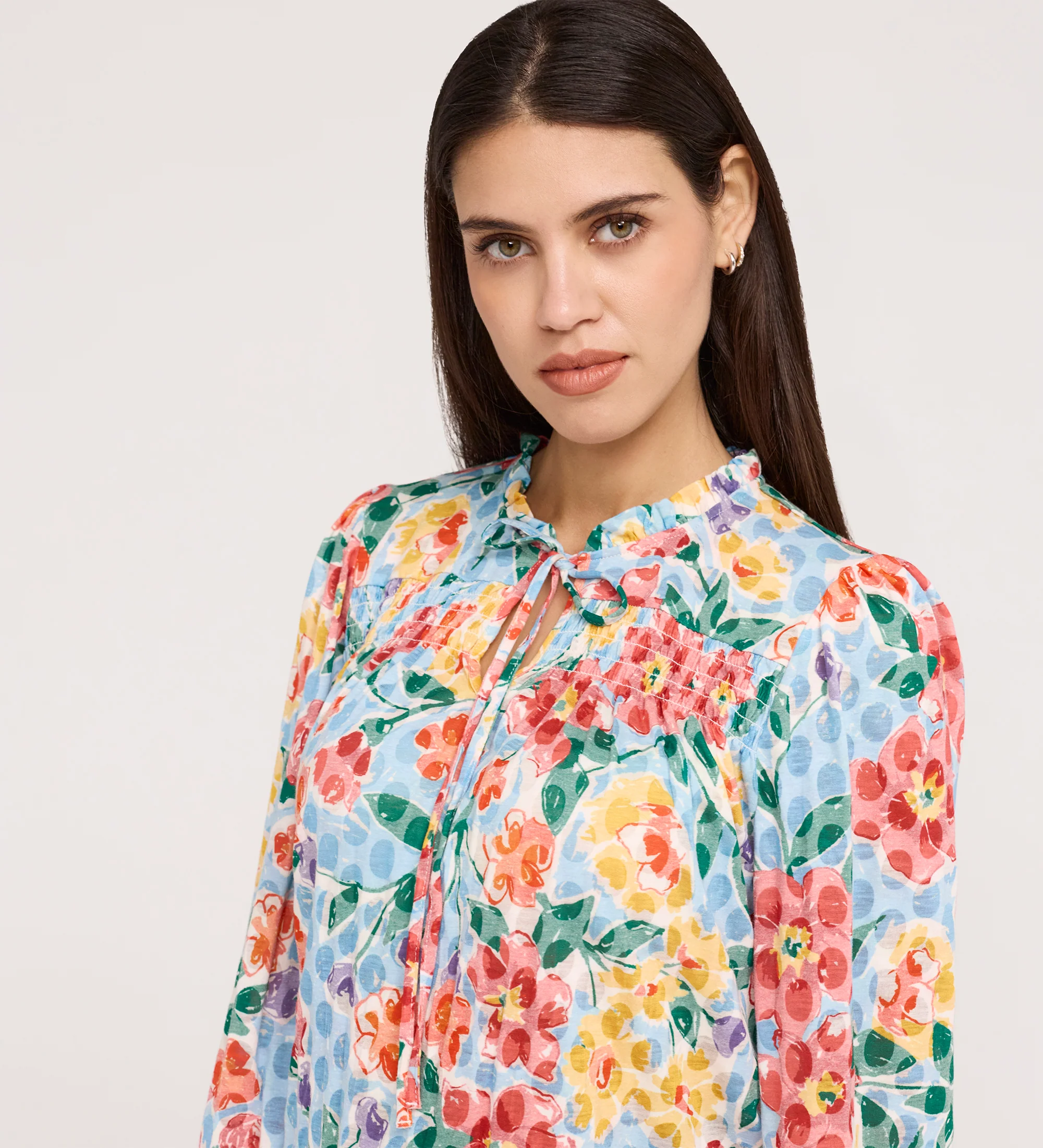 Lizzie Blue Floral Jersey Blouse - Image 3