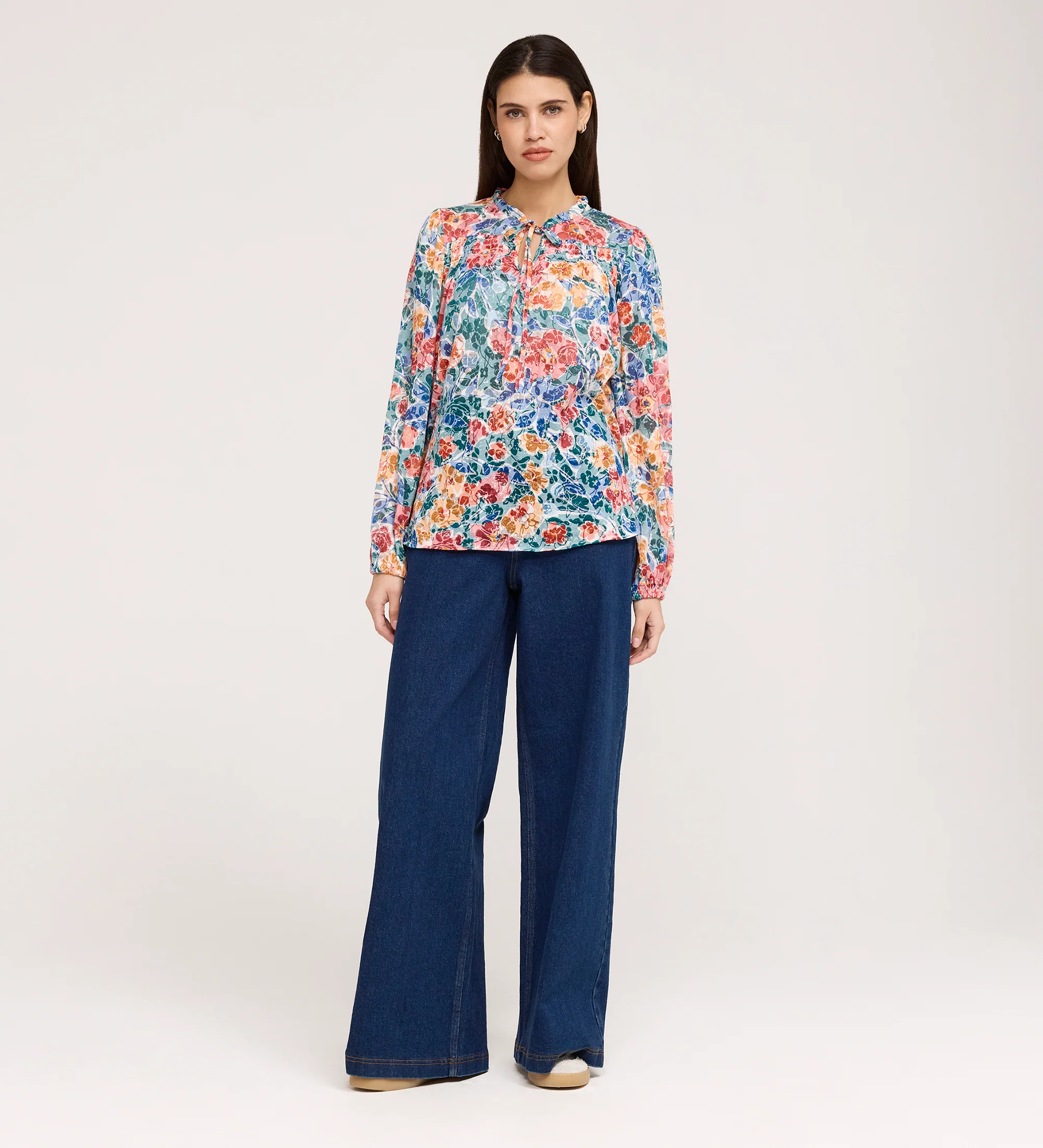 Lizzie Green Floral Jersey Blouse - Image 2