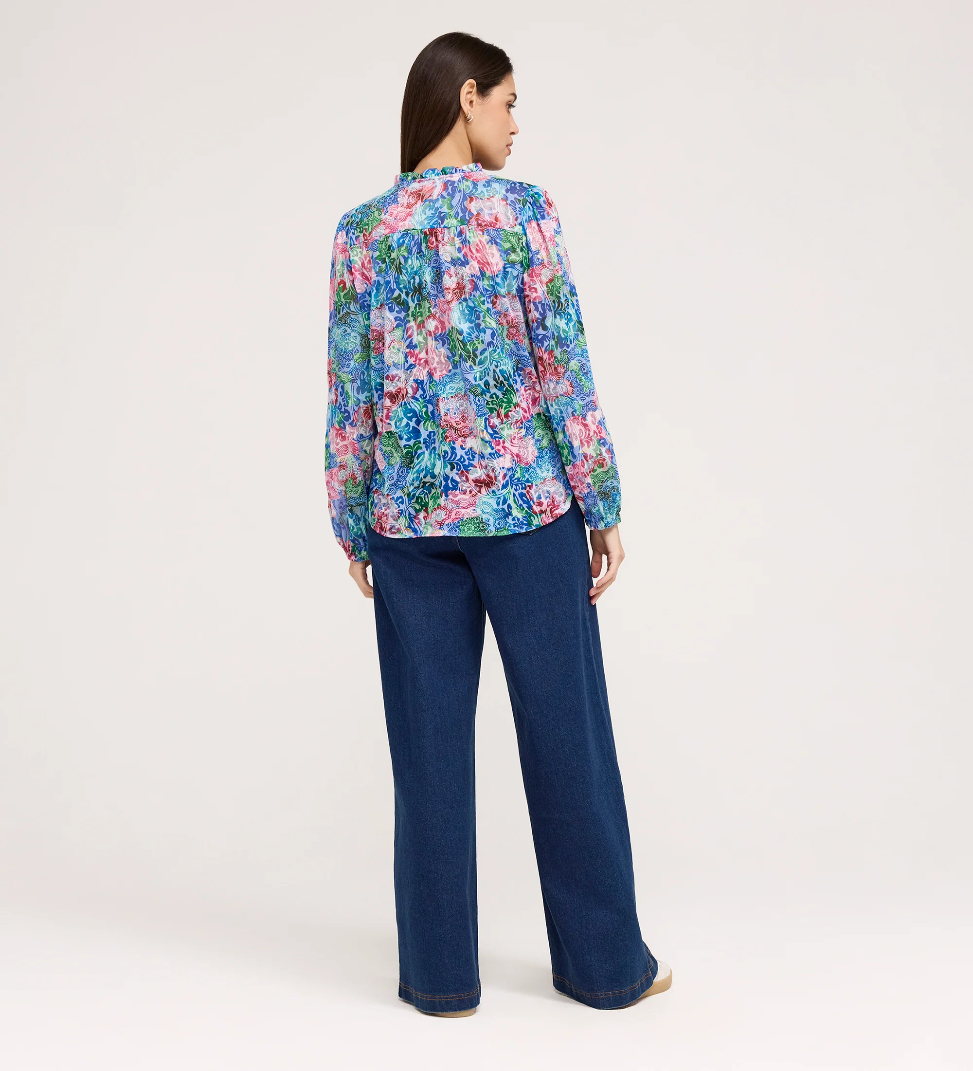 Lizzie Indigo Floral Jersey Blouse - Image 5