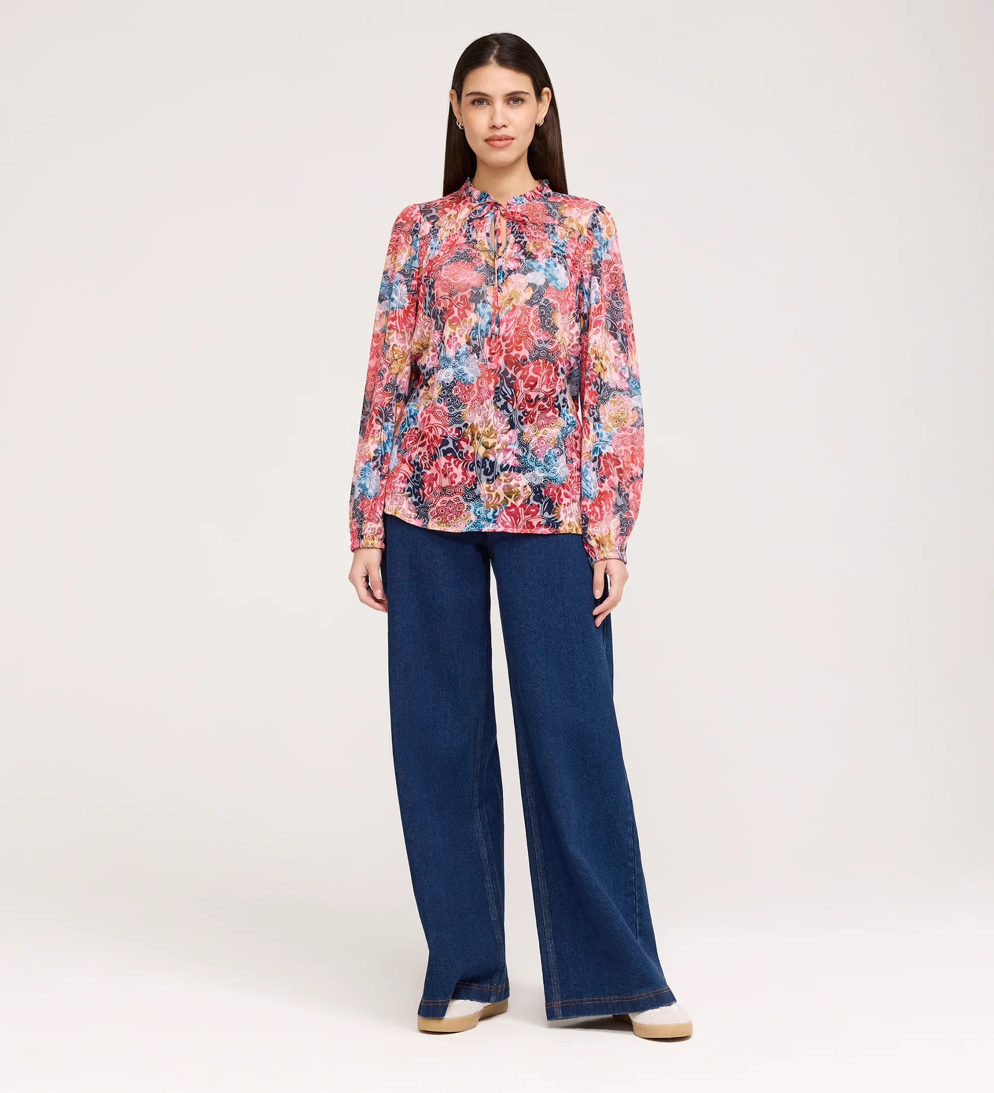 Lizzie Pink Floral Jersey Blouse - Image 2