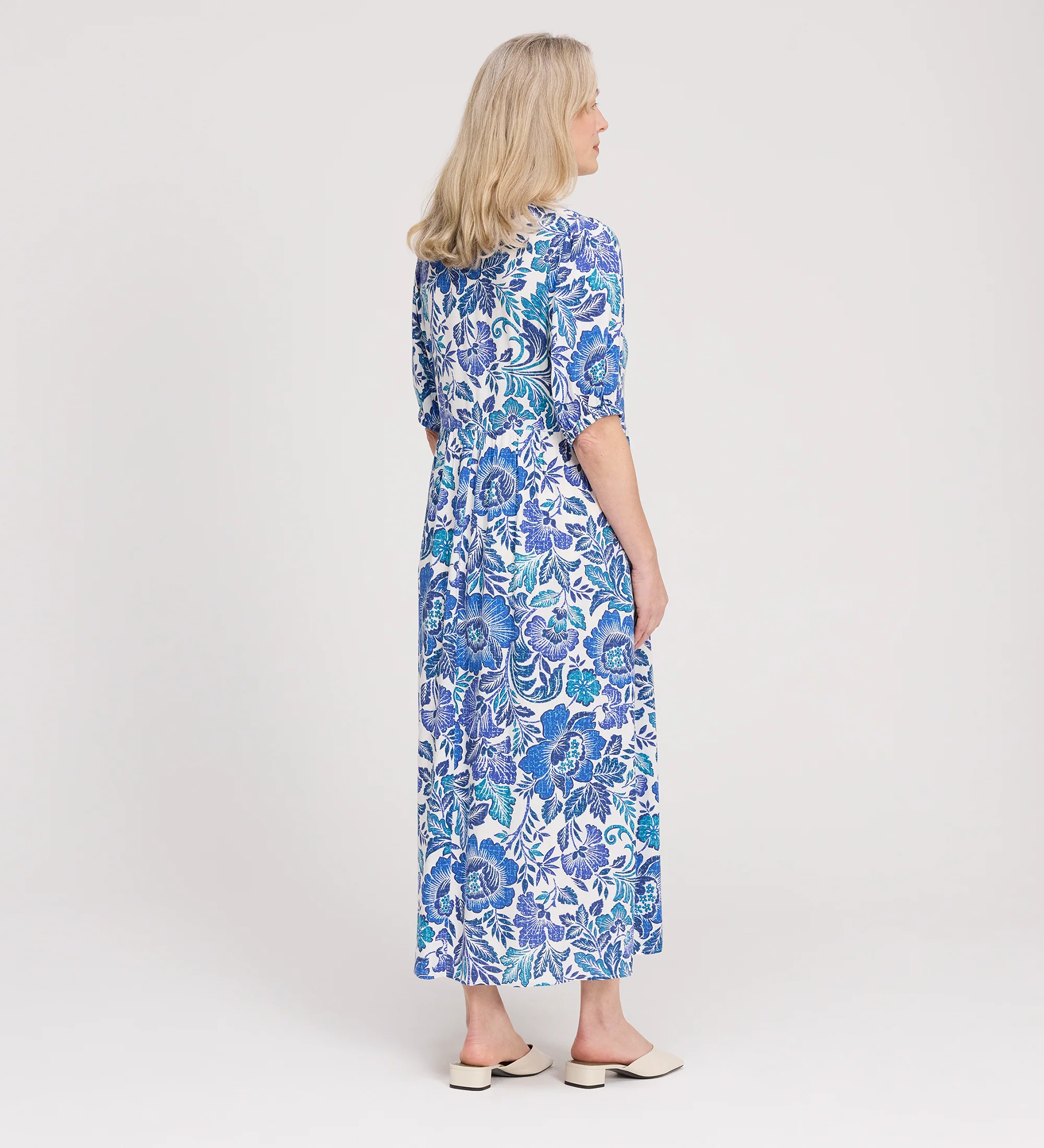 Logan Blue Floral Midi Dress - Image 5