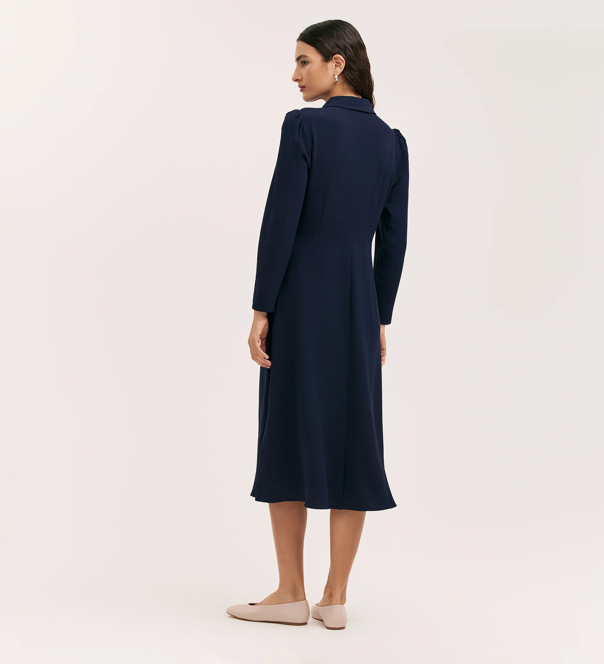 Lucia Navy Midi Tea Dress - Image 4