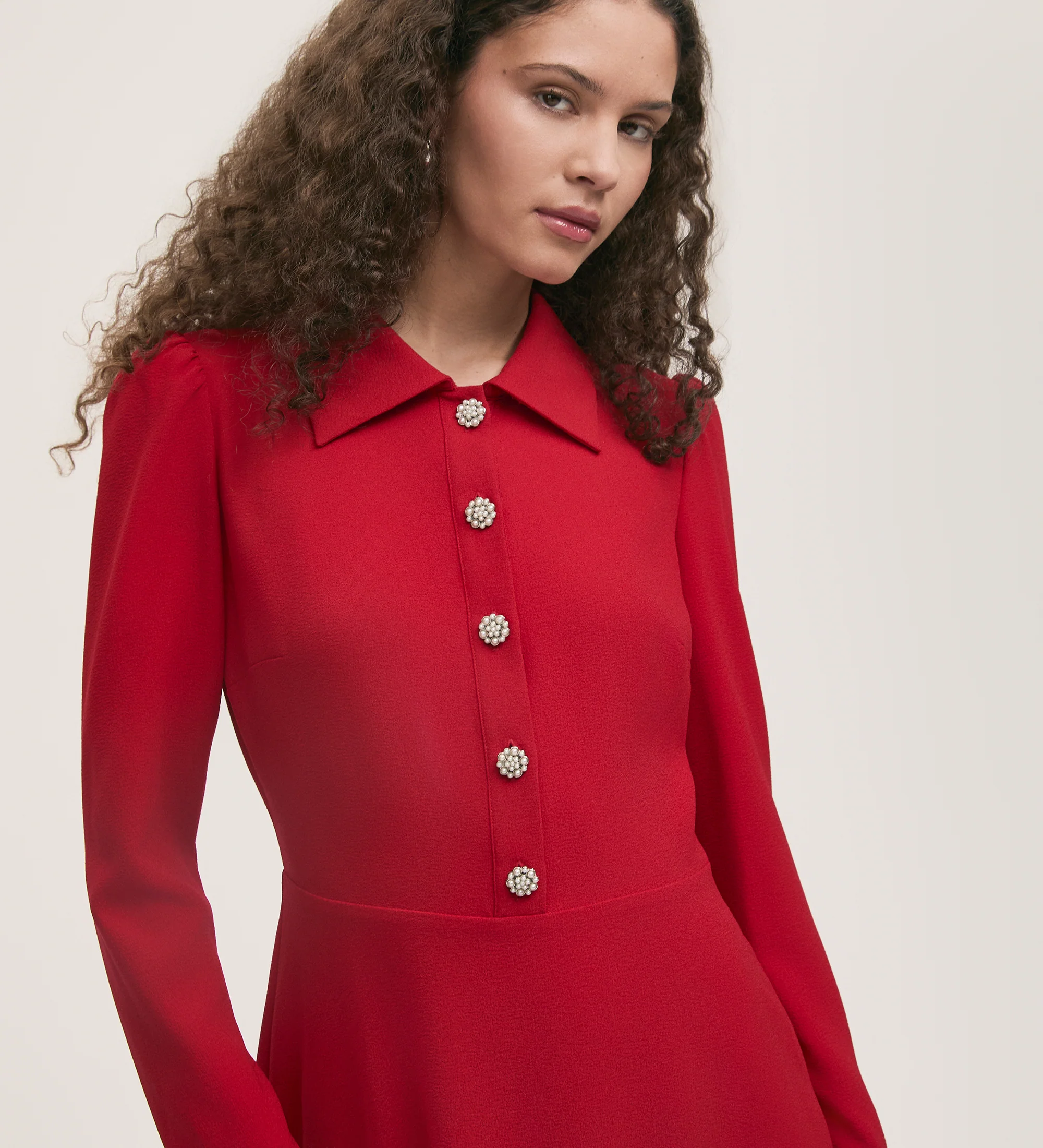 Lucia Red Crepe Midi Dress - Image 2