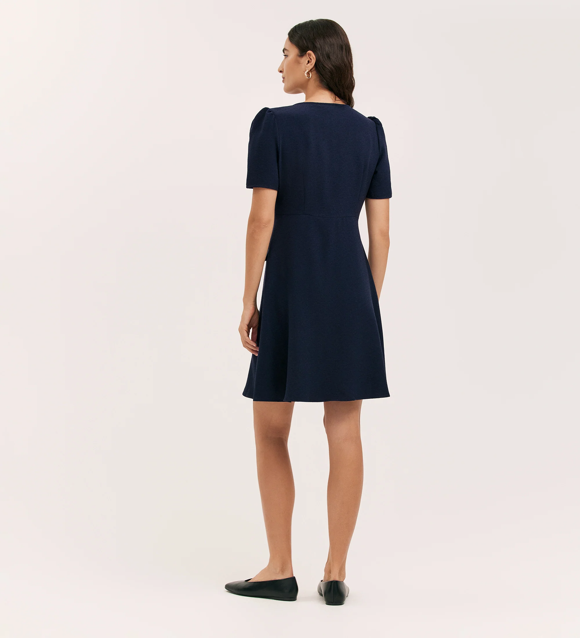 Lucille Navy Crepe Short Dress - Image 4