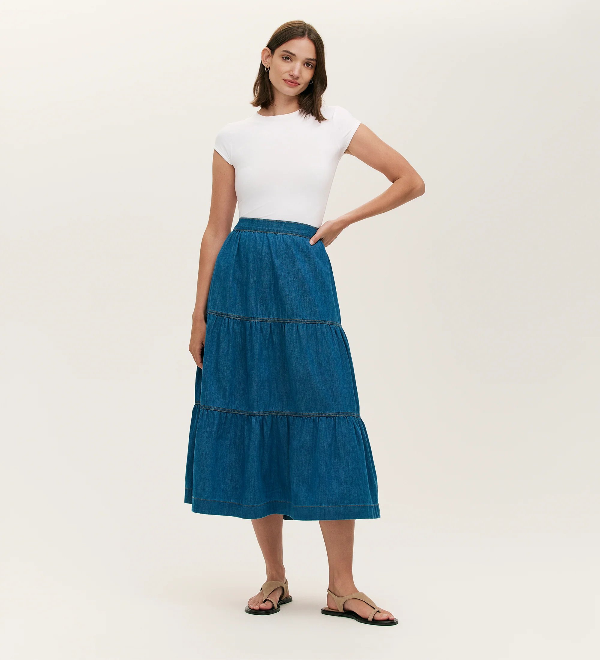 Lulu Light Blue Denim Midi Skirt - Image 4