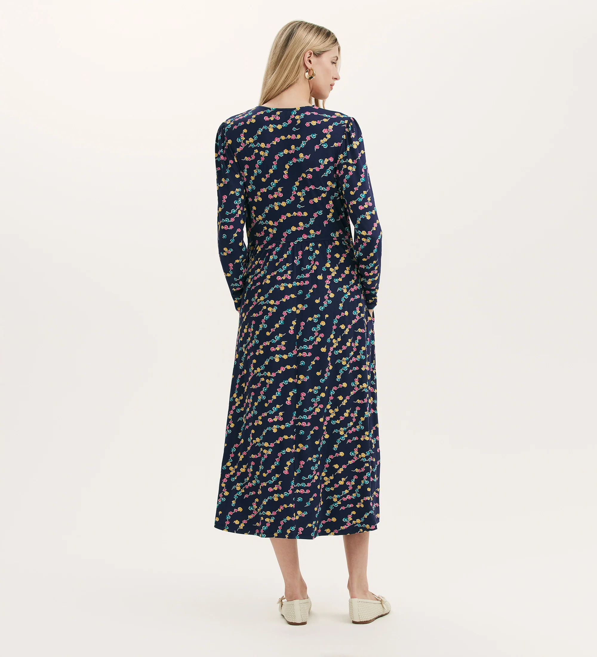 Madelyn Navy Rose Bud Midi Dress - Image 4