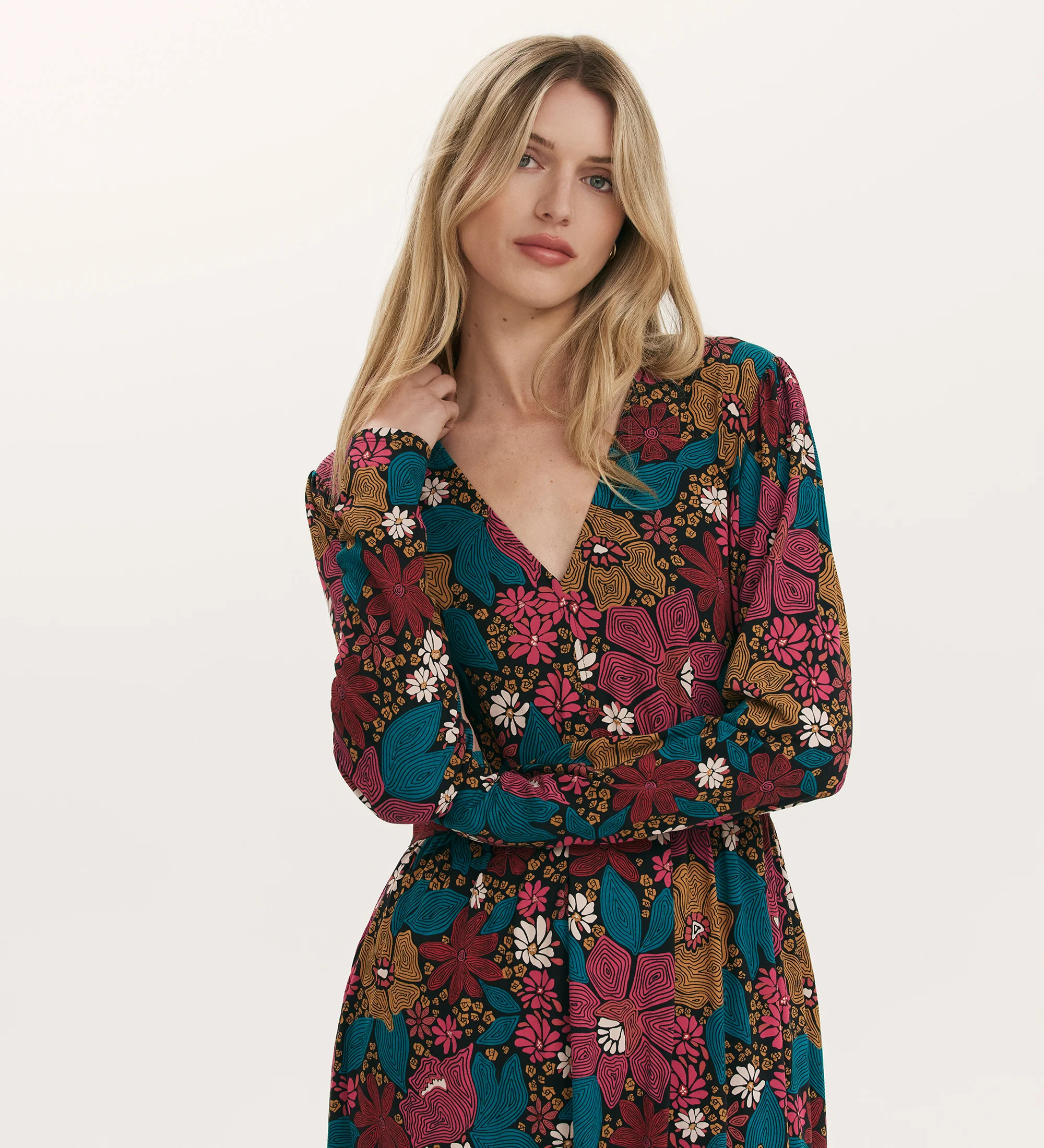 Madelyn Pink Floral Midi Dress - Image 3