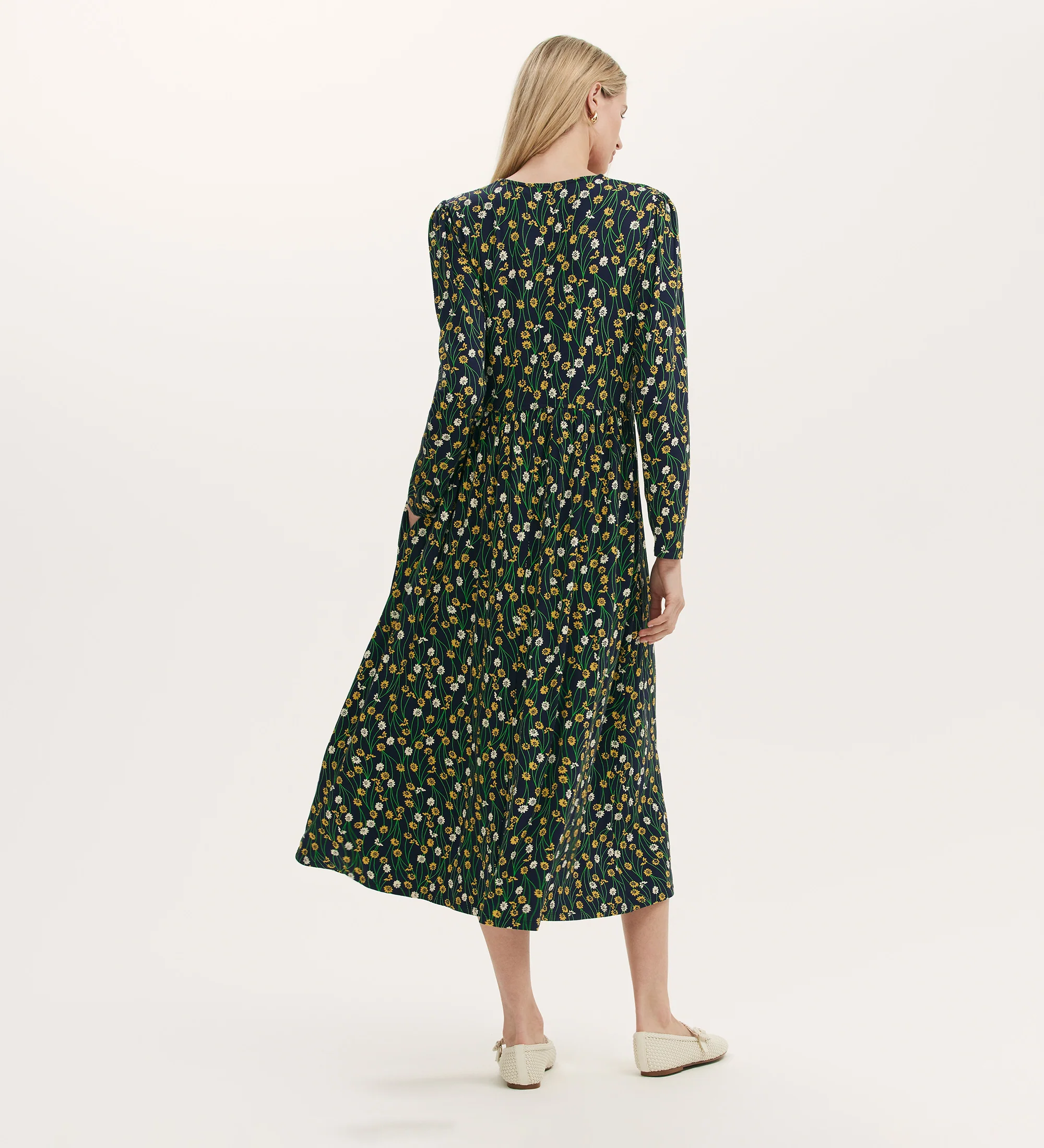 Madelyn Yellow Flower Midi Dress - Image 5