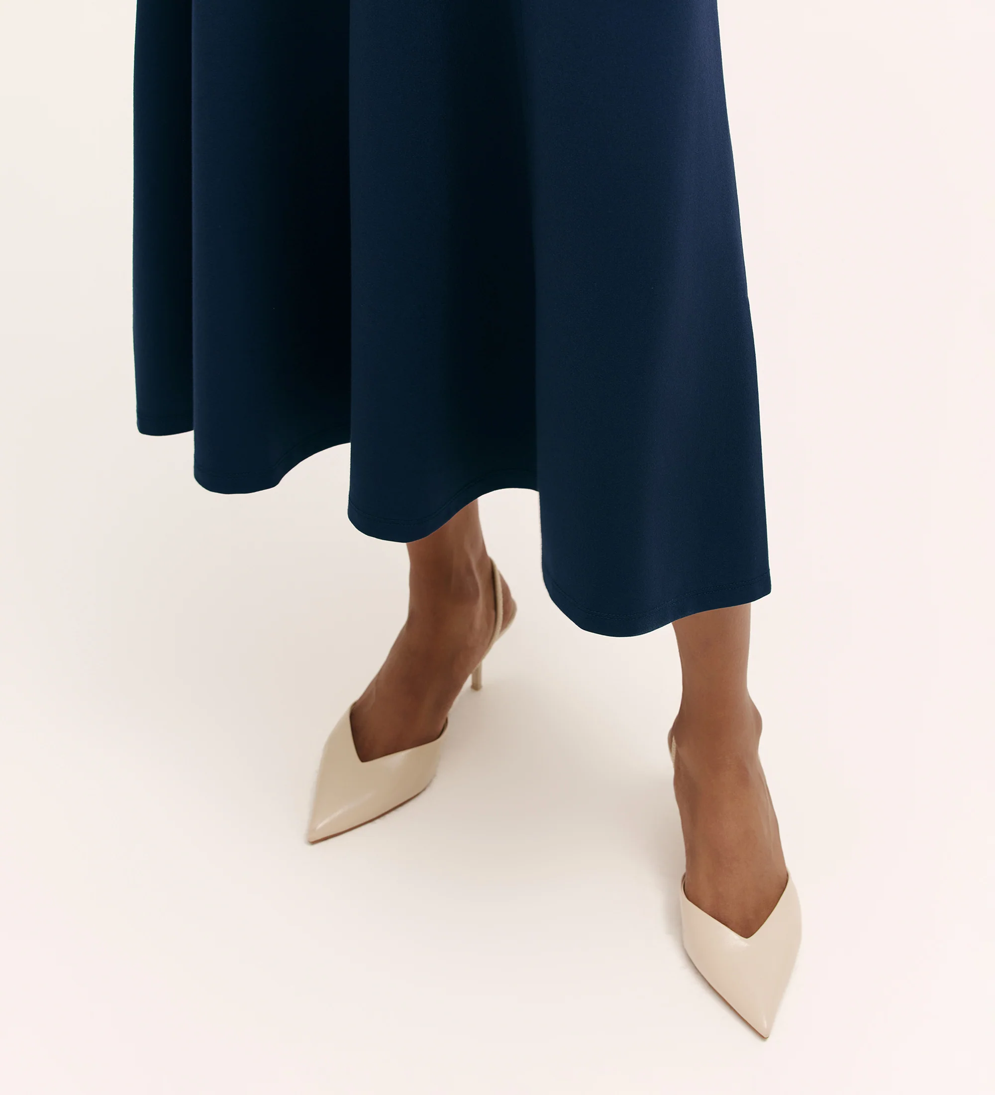 Mae Navy Ponte Jersey Midi Skirt - Image 3