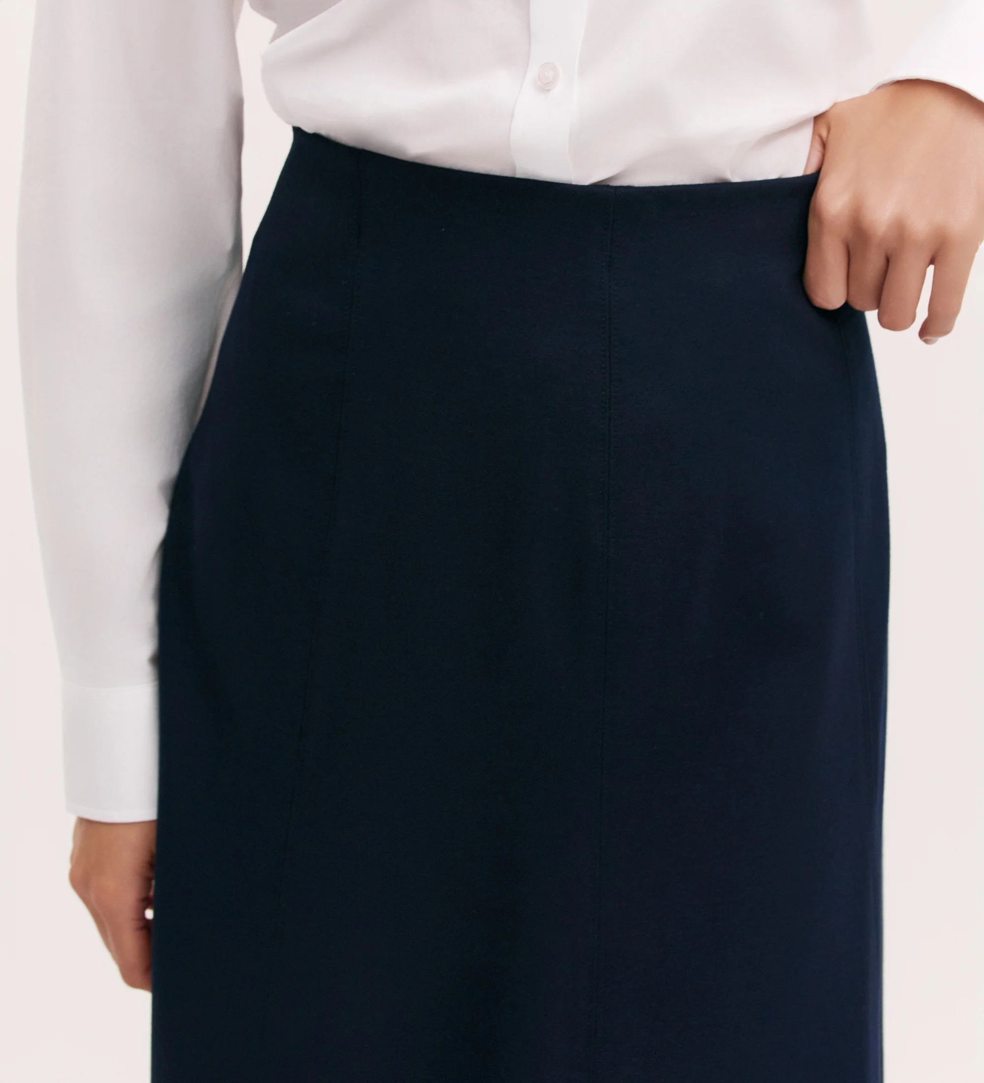 Mae Navy Ponte Jersey Midi Skirt - Image 3