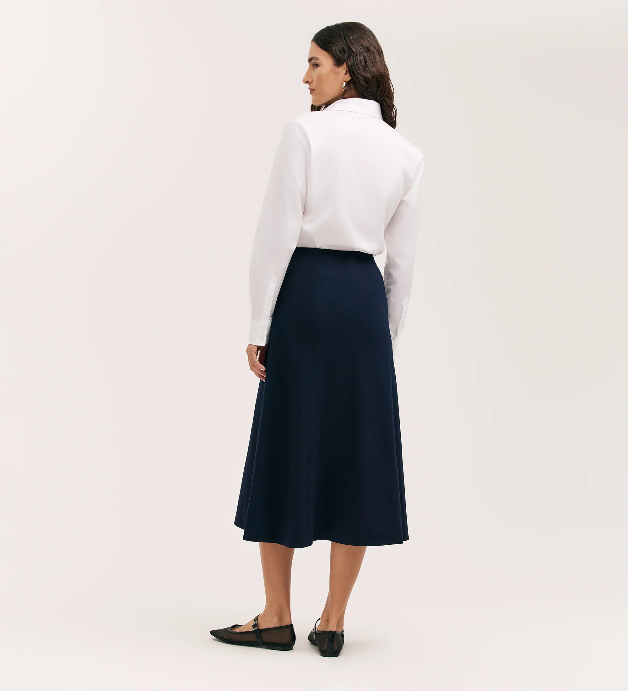 Mae Navy Ponte Jersey Midi Skirt - Image 4