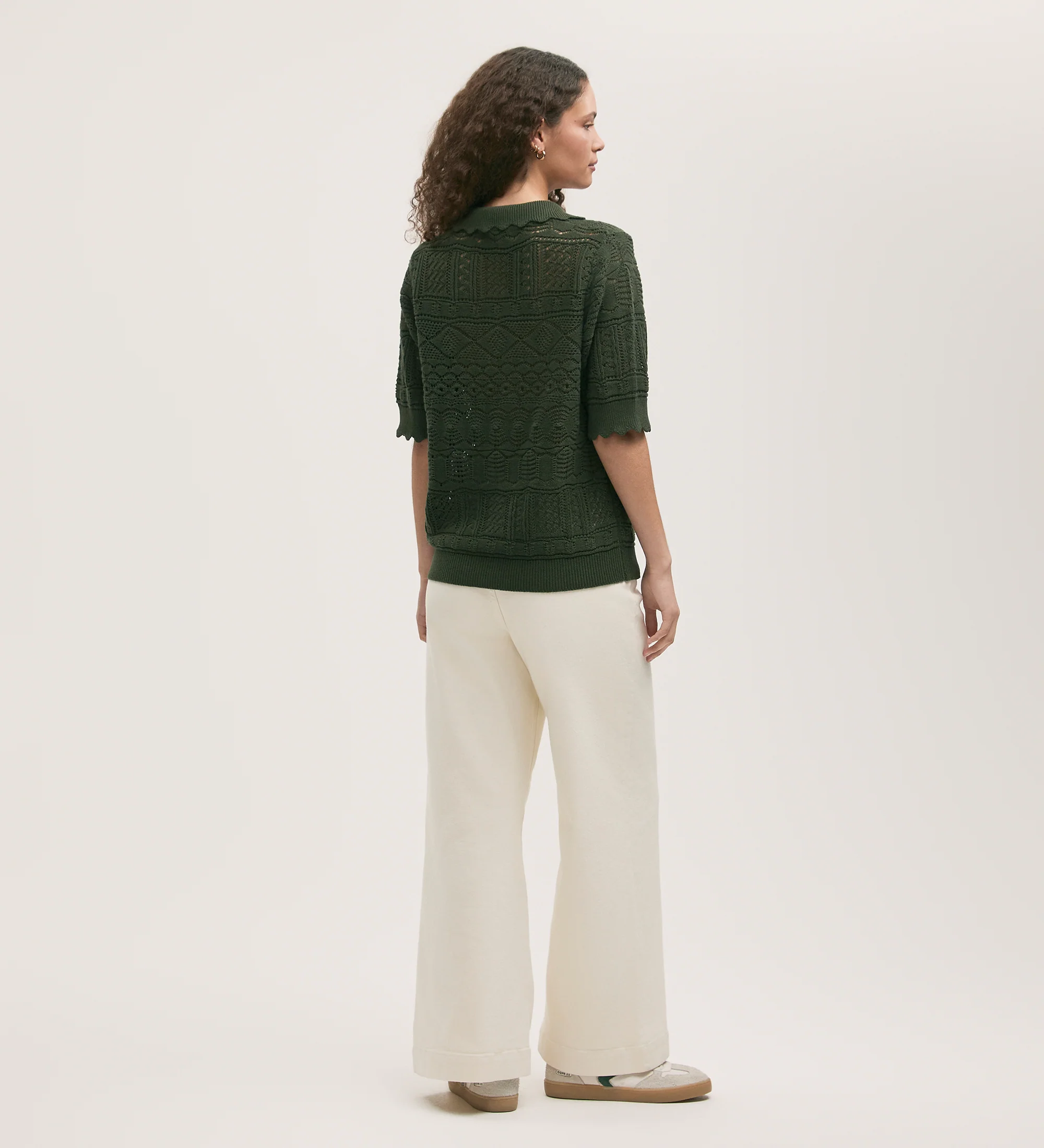 Marlowe Khaki Crochet Cardigan - Image 4