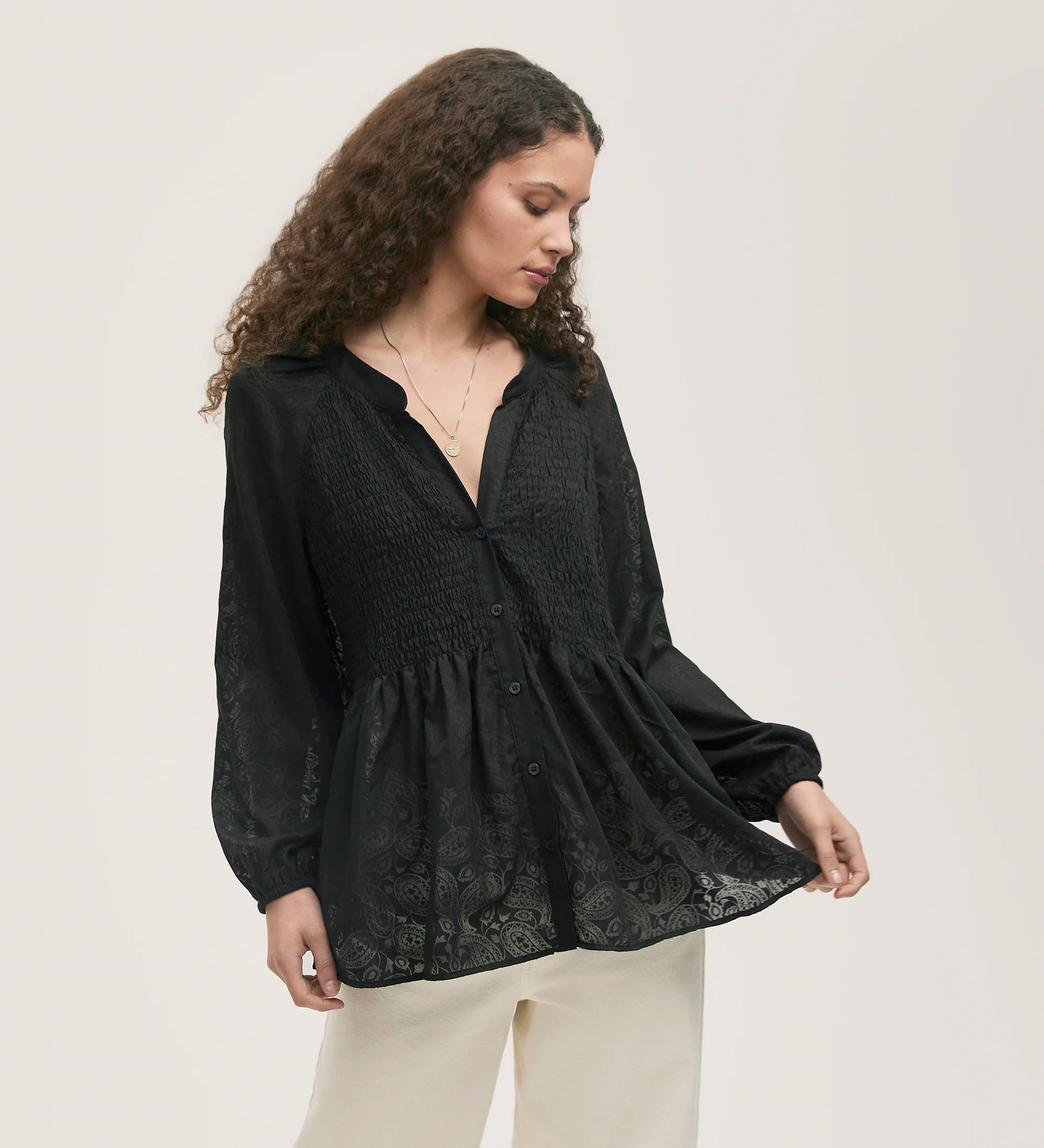 Martha Black Burnout Blouse - Image 4