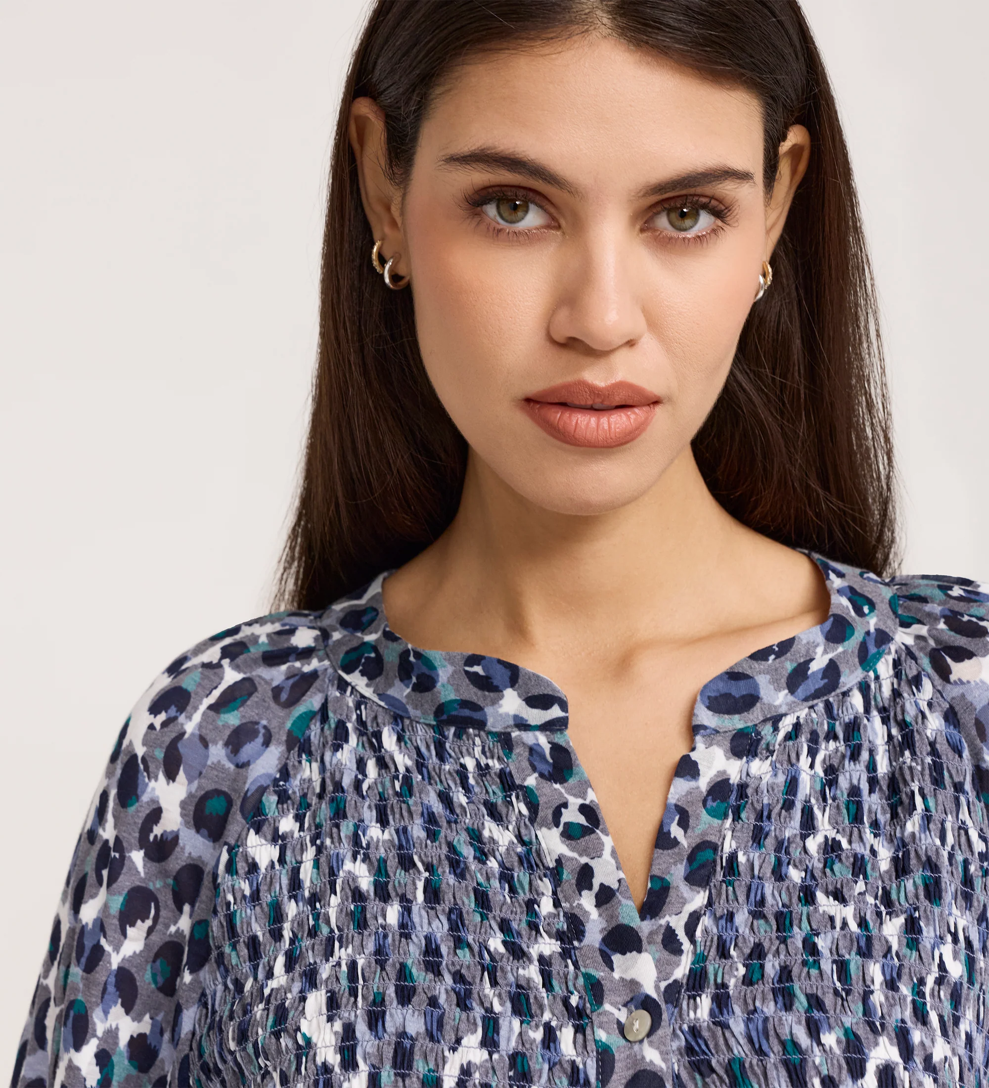 Martha Blue Animal Jersey Blouse - Image 3