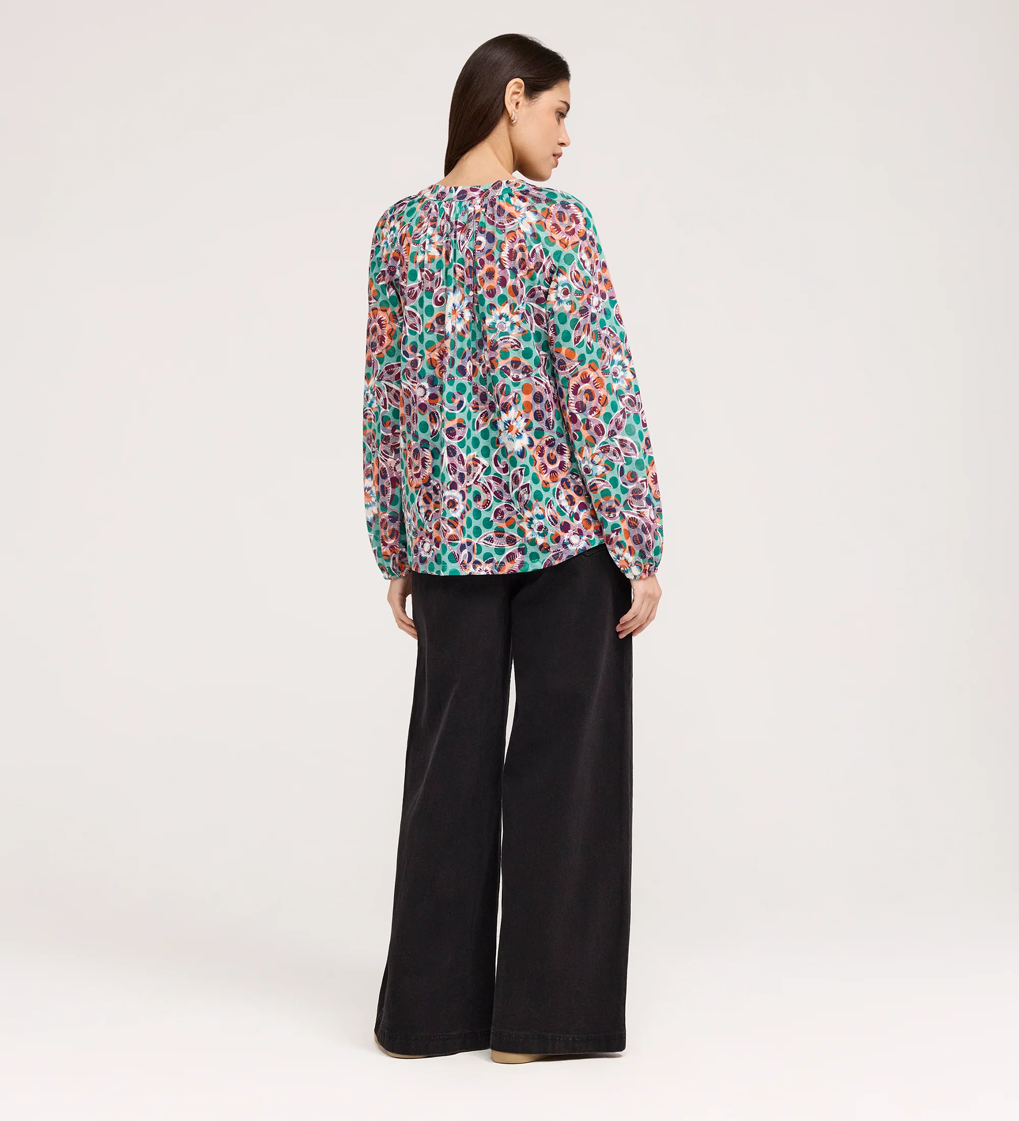 Martha Green Floral Jersey Blouse - Image 5