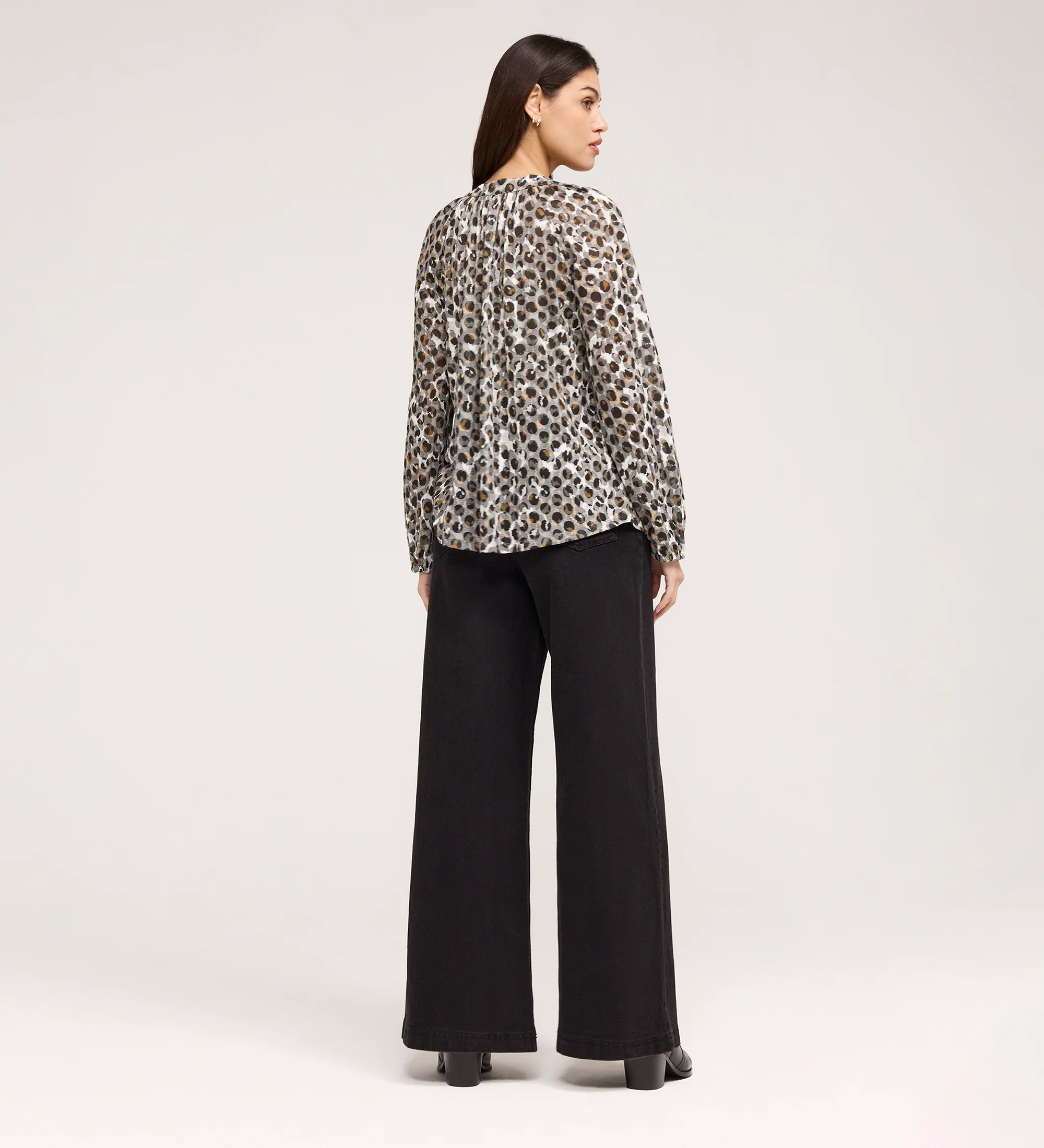 Martha Khaki Animal Jersey Blouse - Image 5