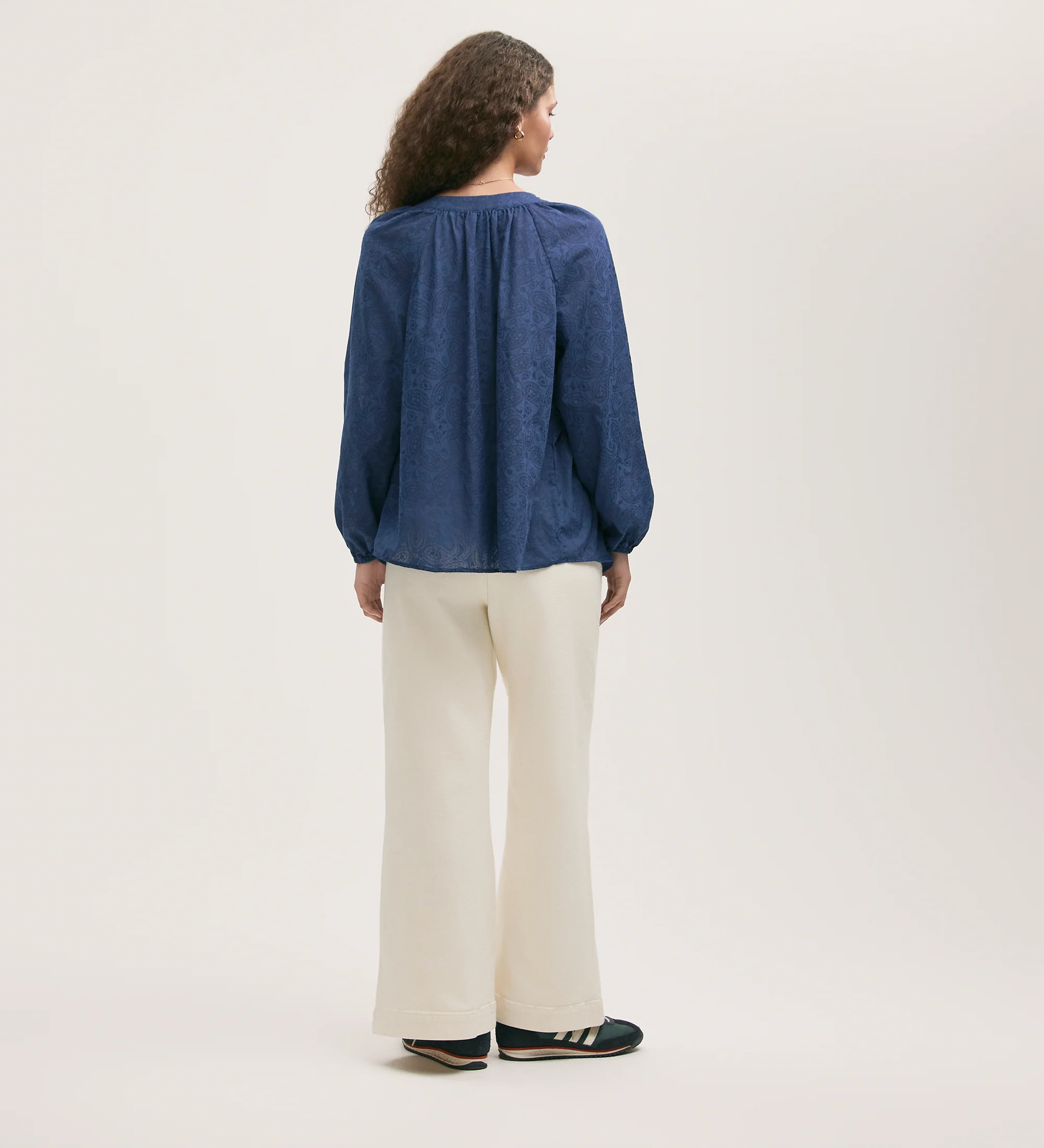 Martha Navy Burnout Blouse - Image 5