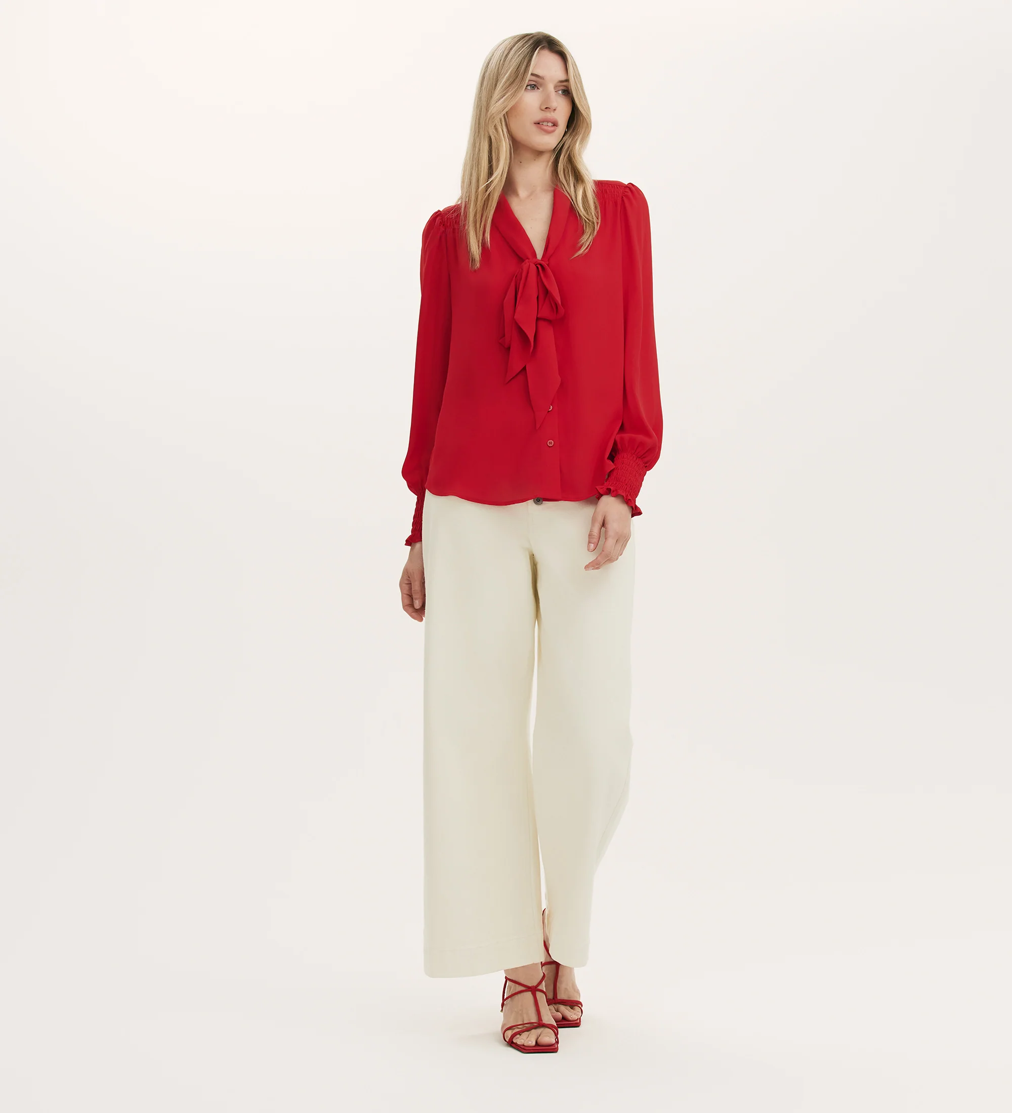 Mavis Red Pussy Bow Chiffon Blouse - Image 4