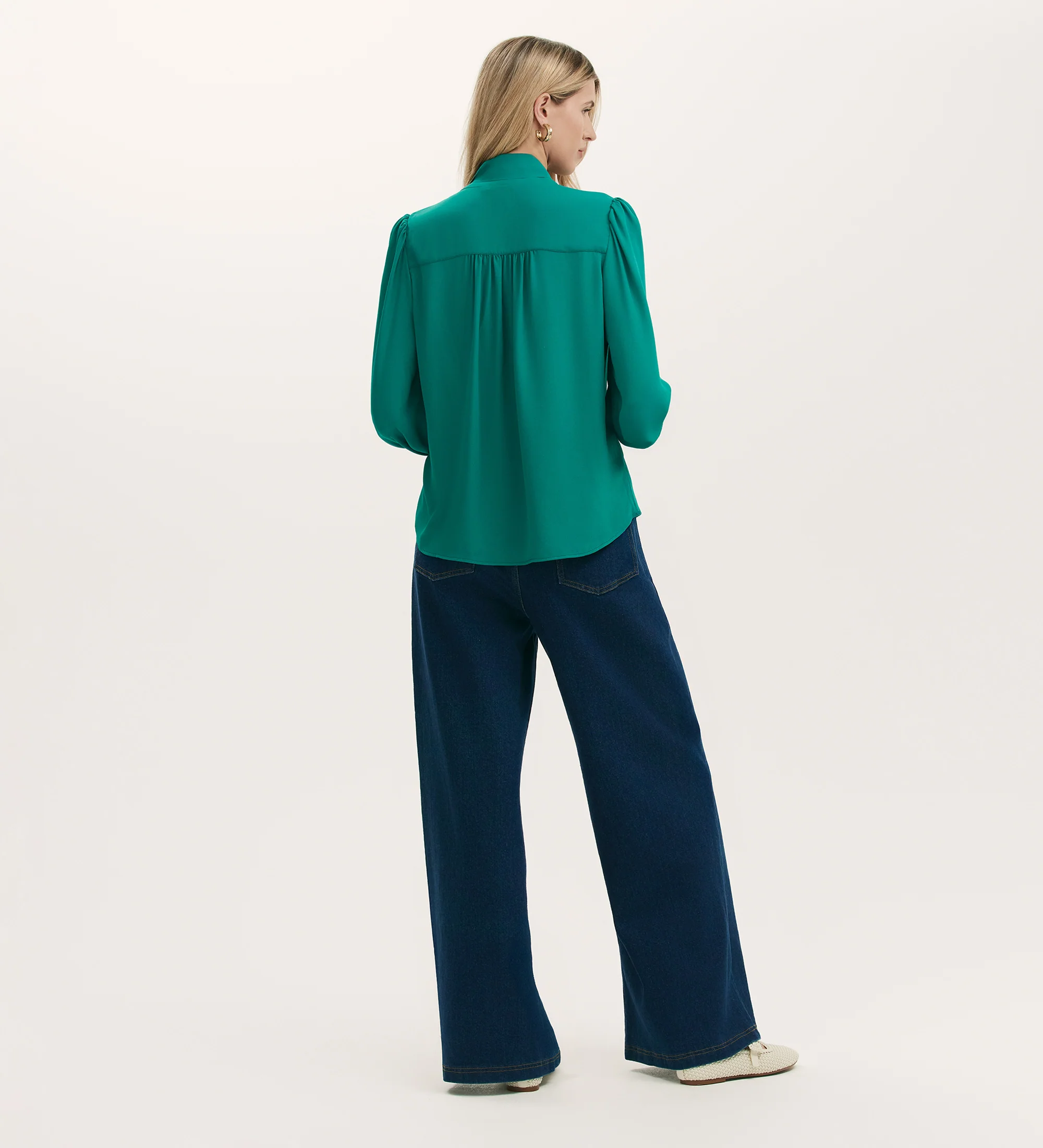 Mavis Turquoise Pussy Bow Chiffon Blouse - Image 5