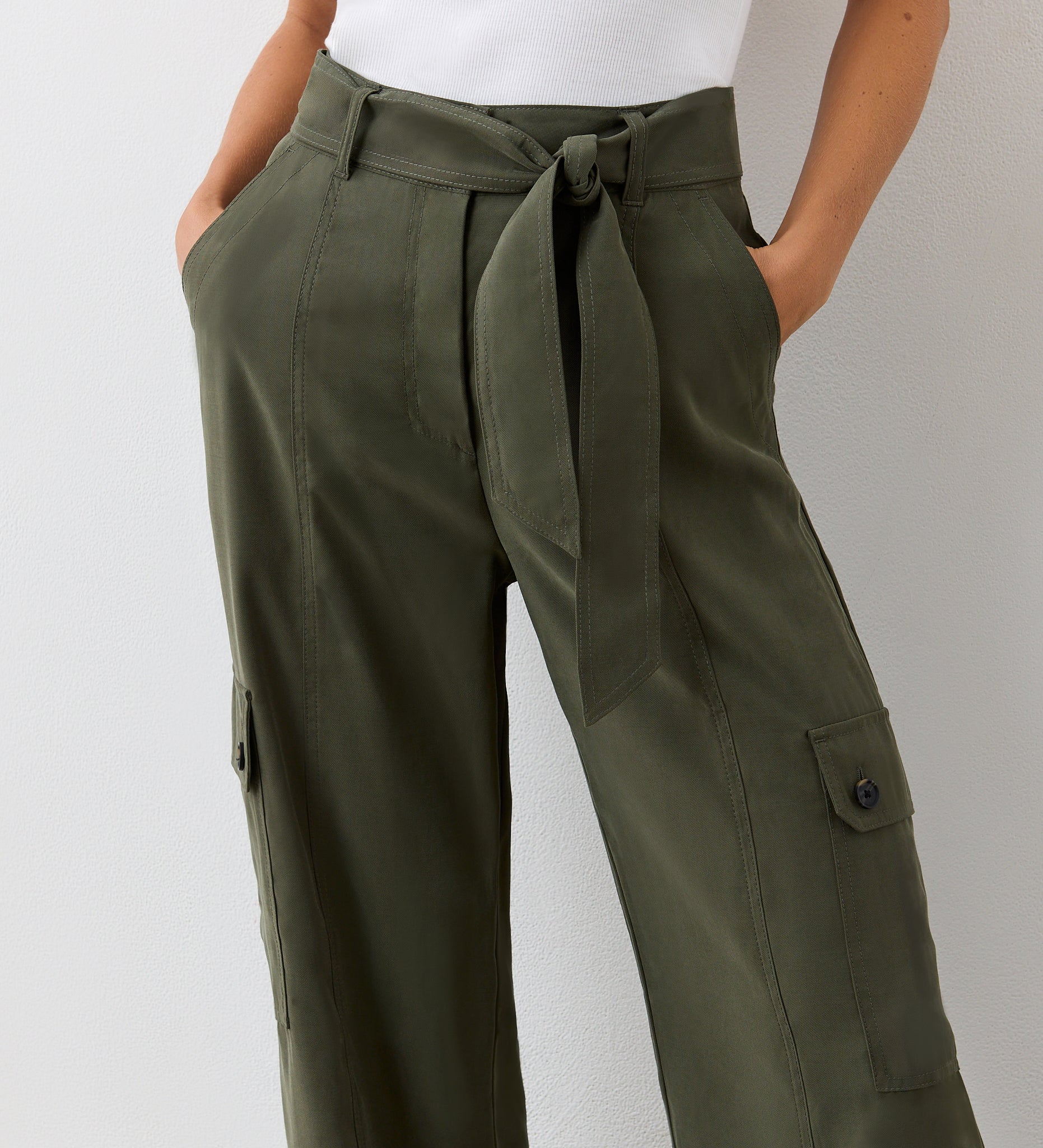 Maxine Khaki Wide Leg Trousers - Image 3